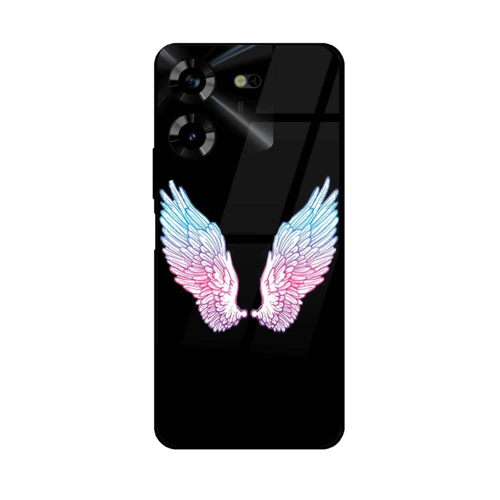 Tecno Pova 5 Pro - Angel Wings Series - Premium Printed Glass soft Bumper shock Proof Case