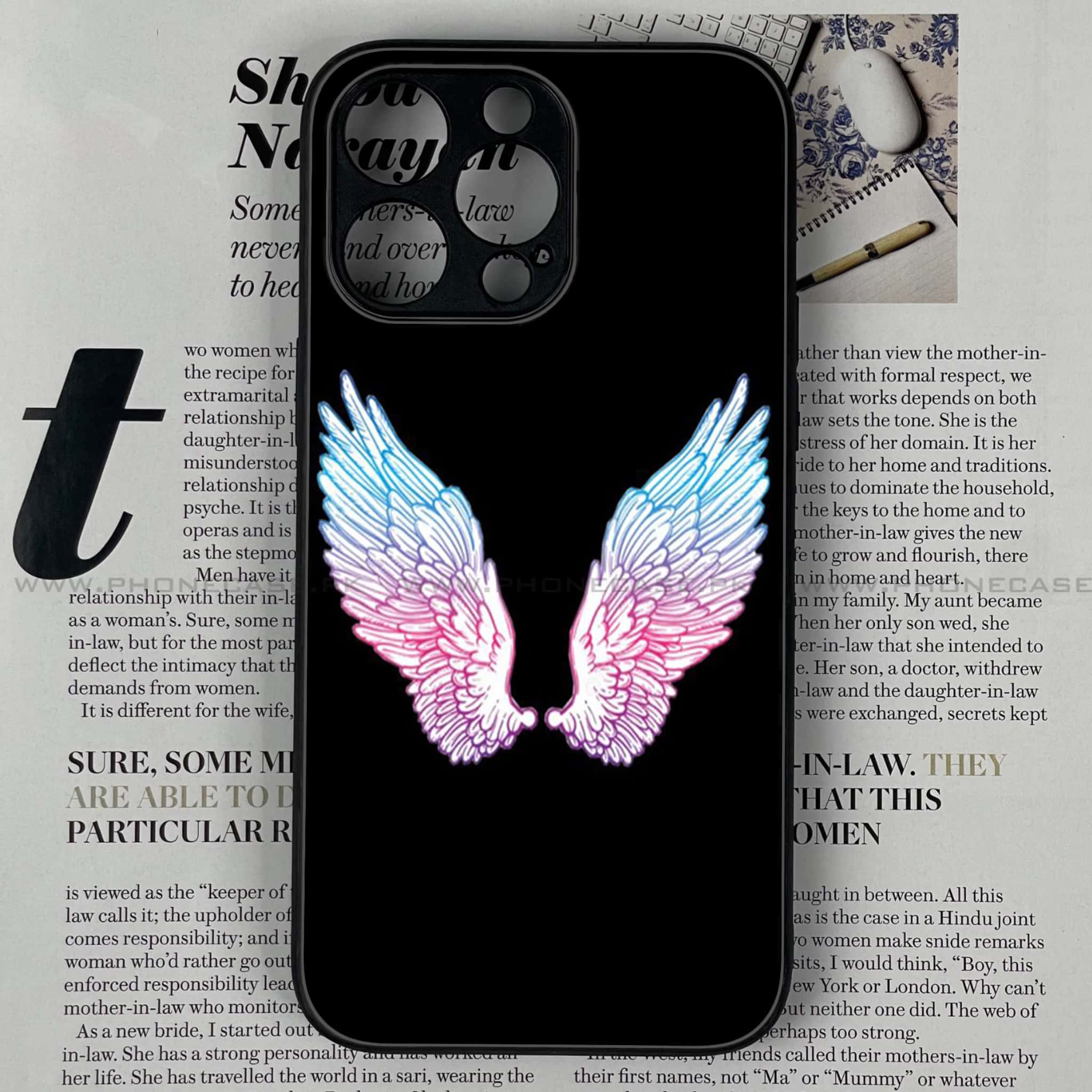 iPhone 11 Pro Max - Angel Wings Series - Premium Printed Glass soft Bumper shock Proof Case