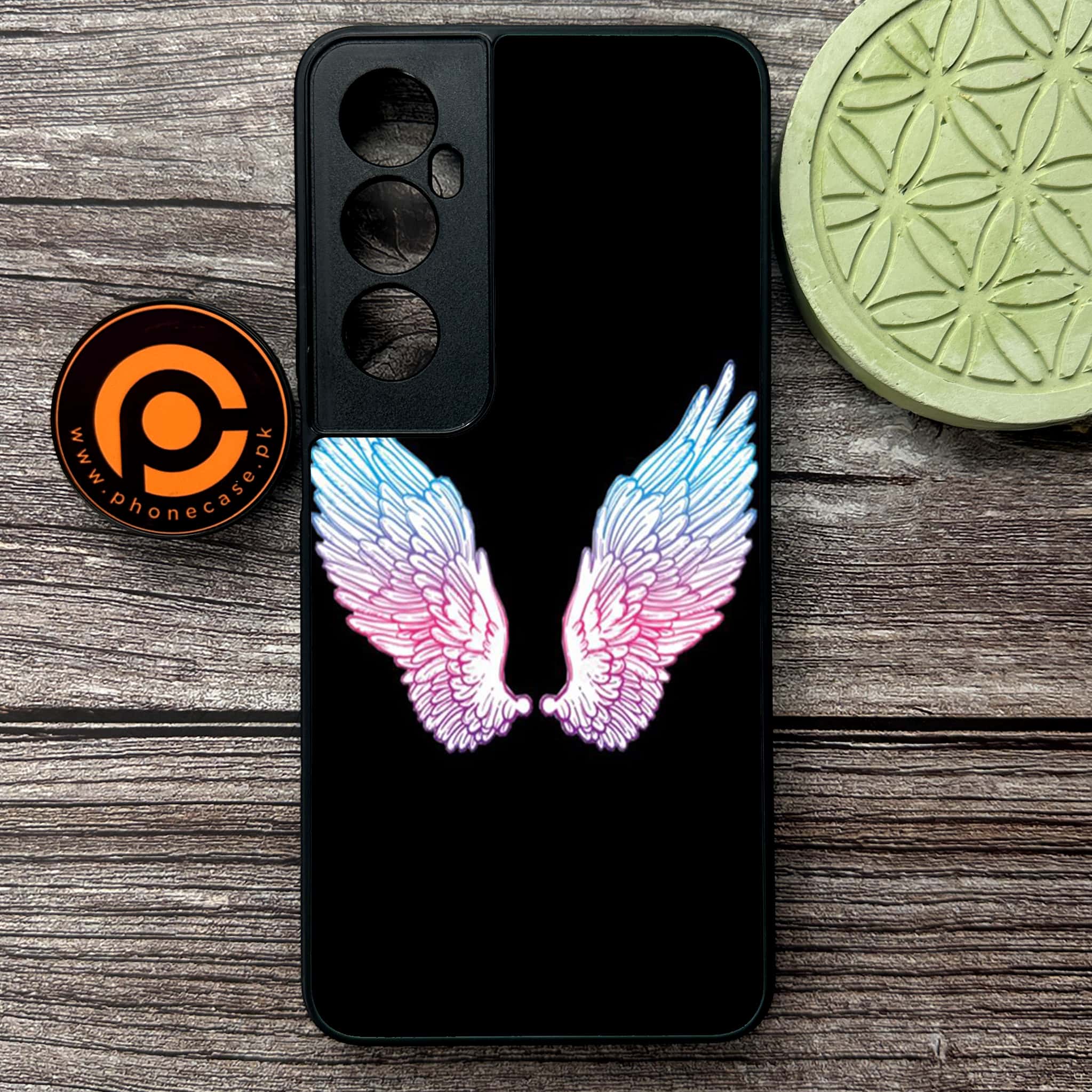 Realme C65  - Angel Wings Series - Premium Metal Printed soft Bumper shock Proof Case