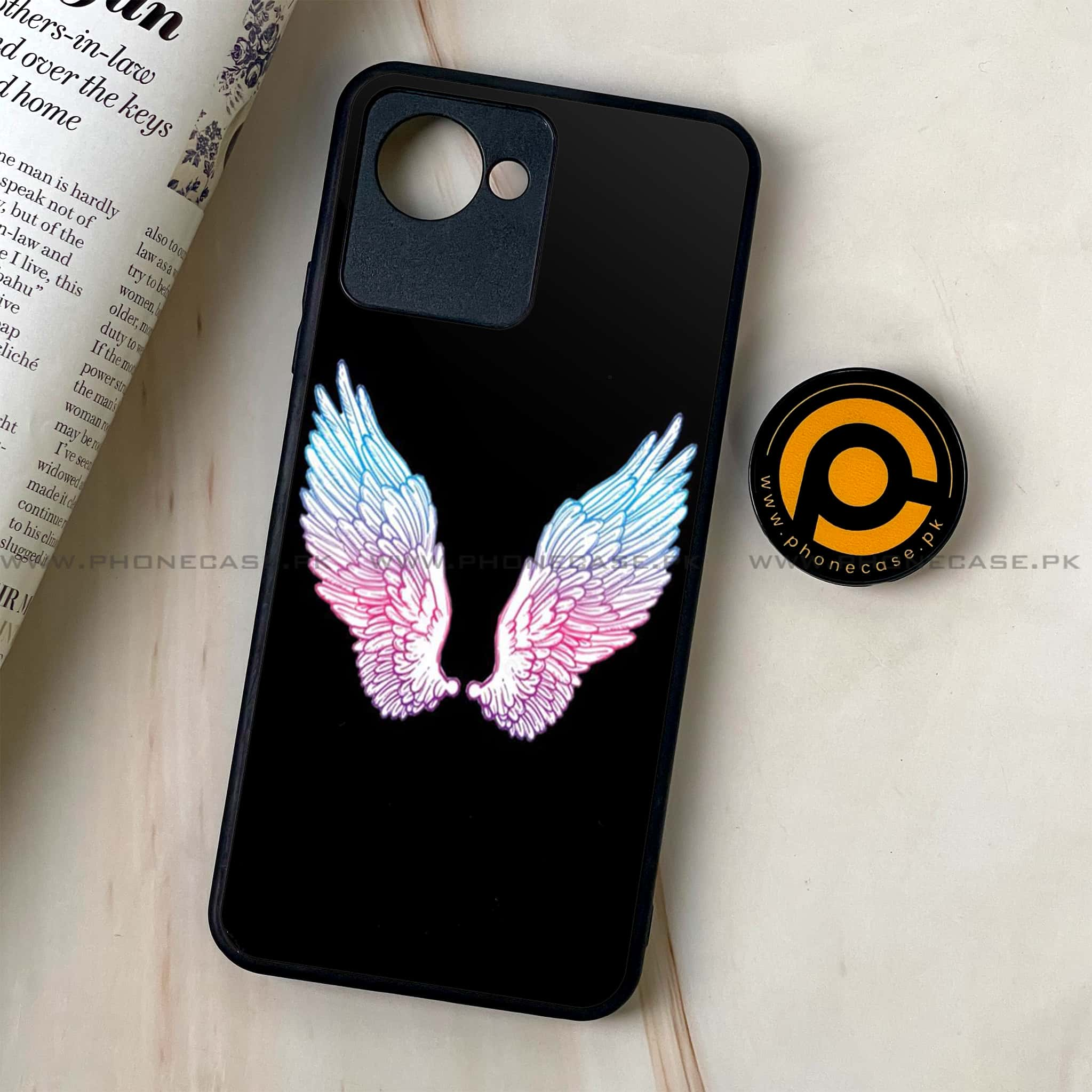 Realme C30 - Angel Wings Series - Premium Printed Glass soft Bumper shock Proof Case