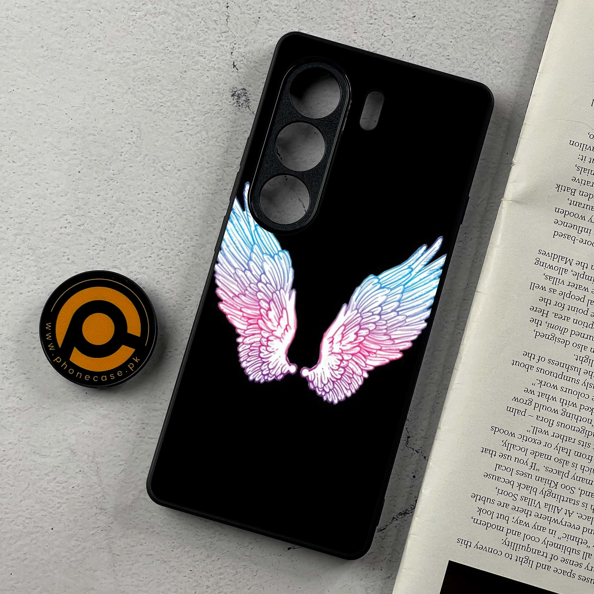 Tecno Camon 40 - Angel Wings Series - Premium Metal Printed Soft Bumper Shockproof Case
