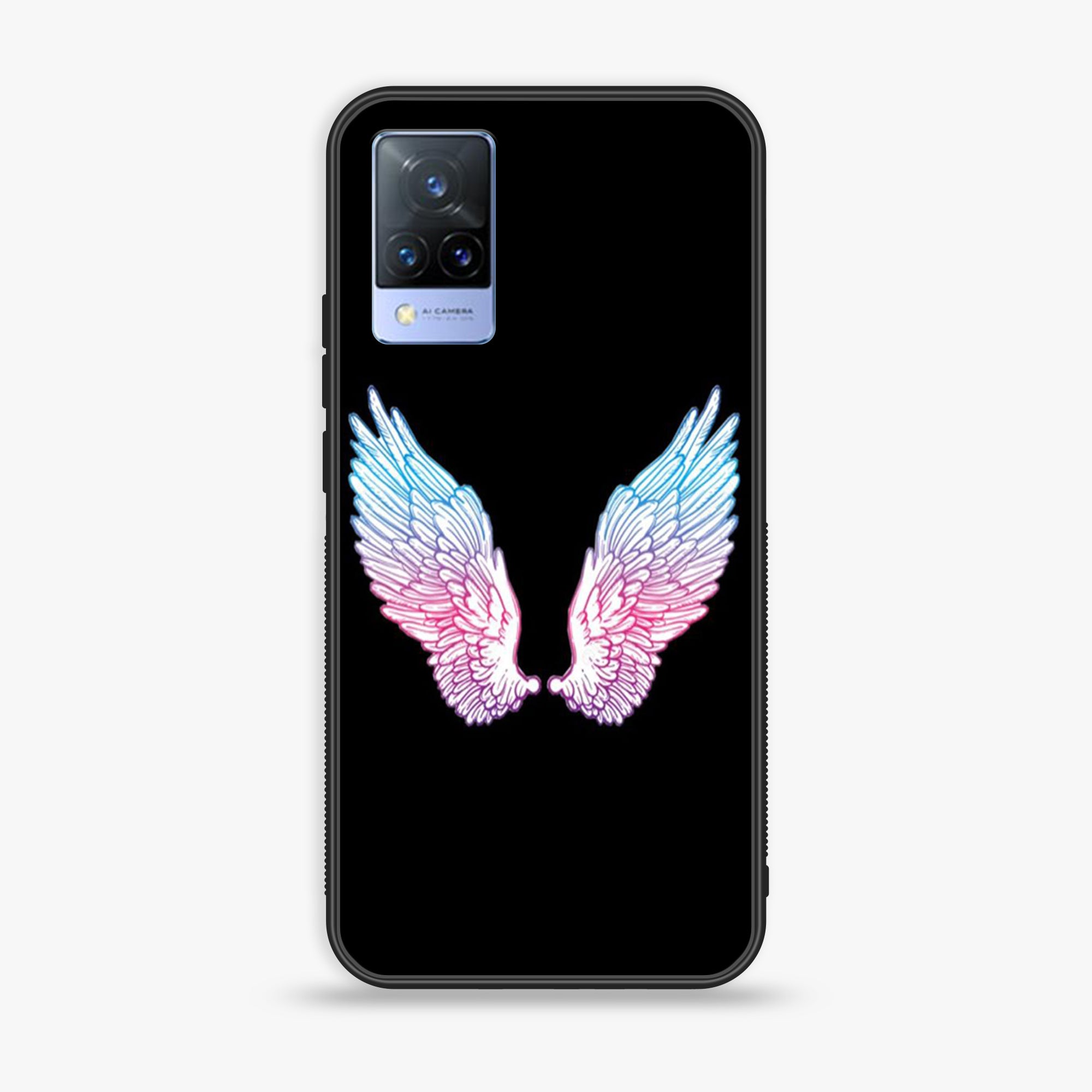 Vivo V21 - Angel Wings Series - Premium Printed Glass soft Bumper shock Proof Case