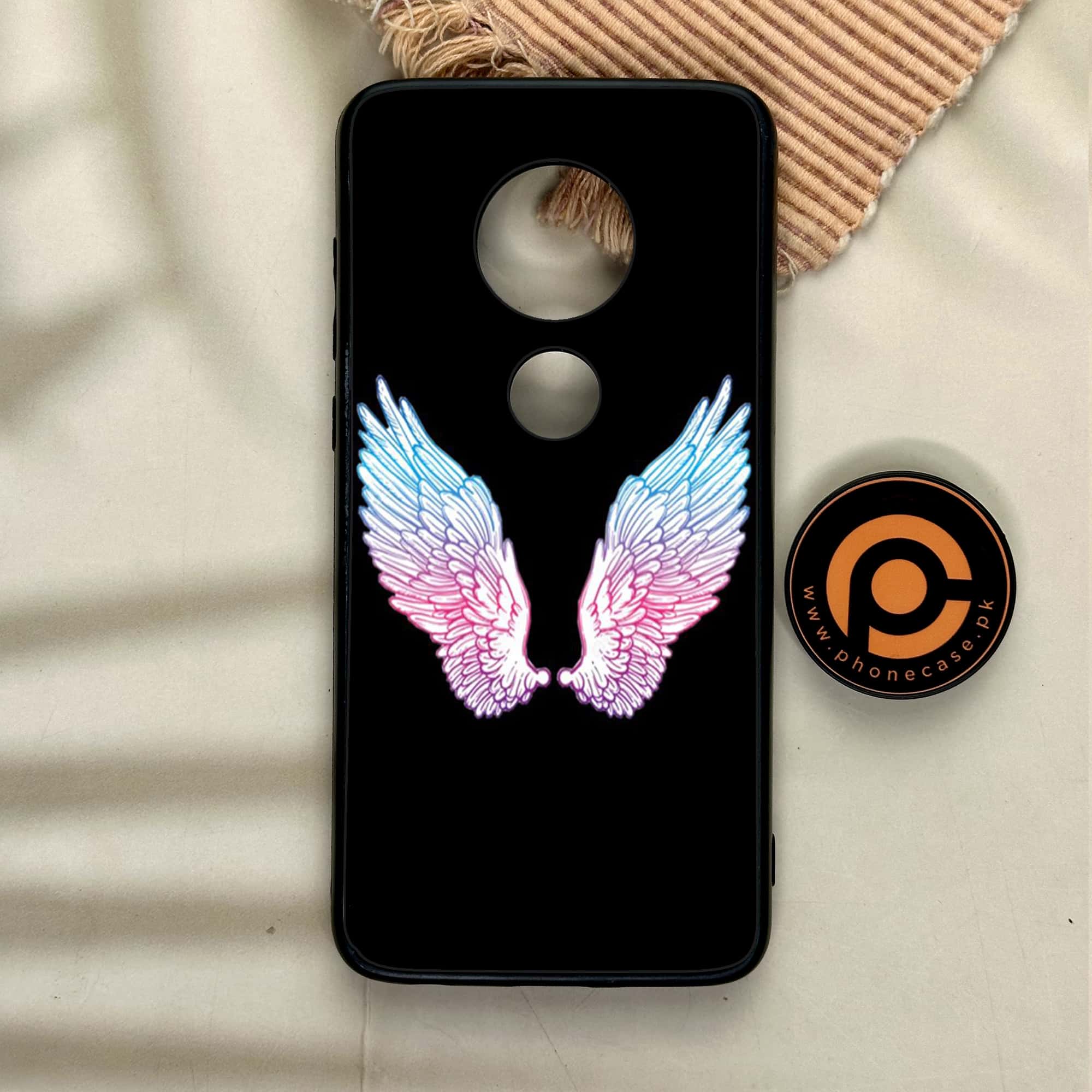 Moto G7 - Angel Wings Series - Premium Printed Glass soft Bumper shock Proof Case
