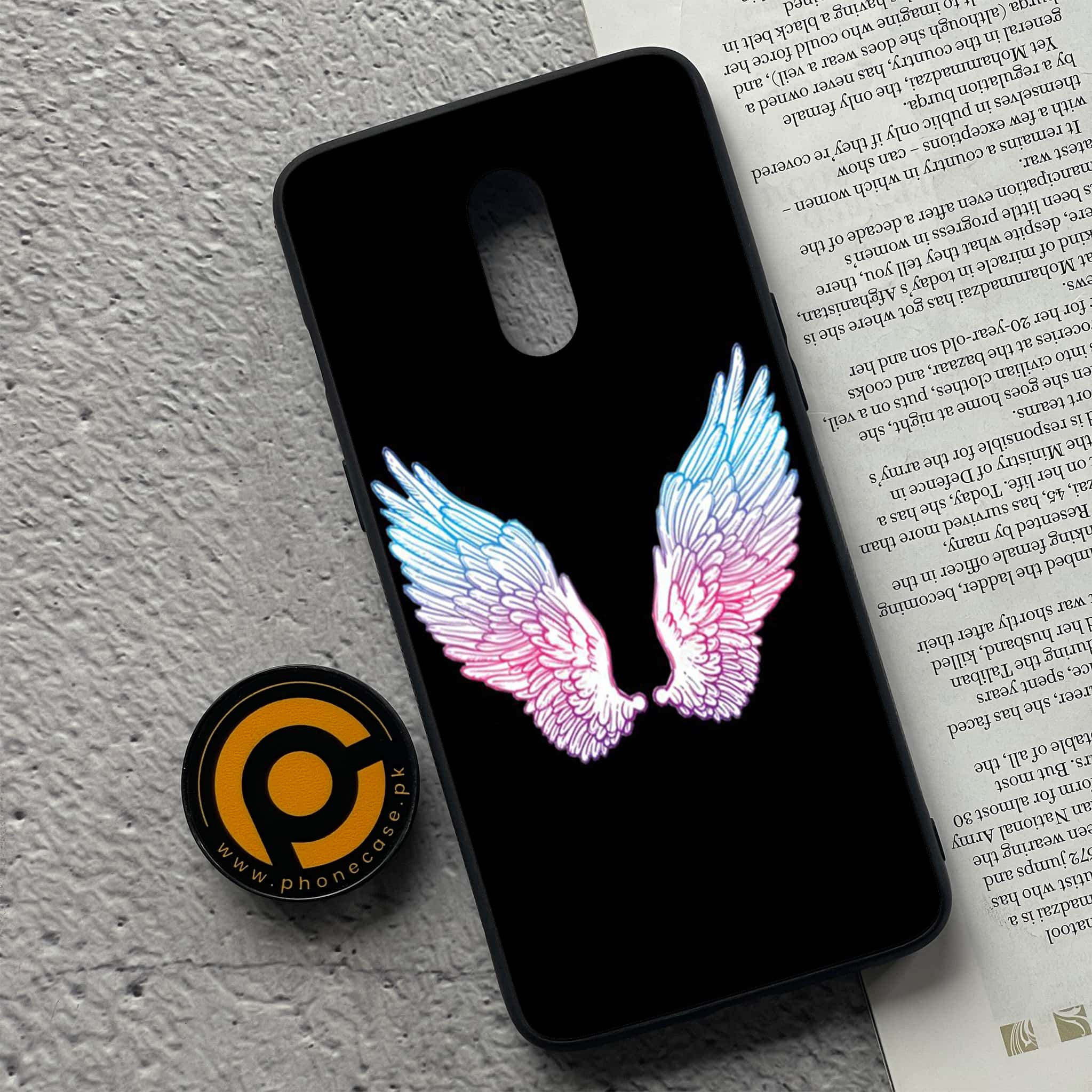 OnePlus 7 - Angel Wings Series - Premium Printed Glass soft Bumper shock Proof Case