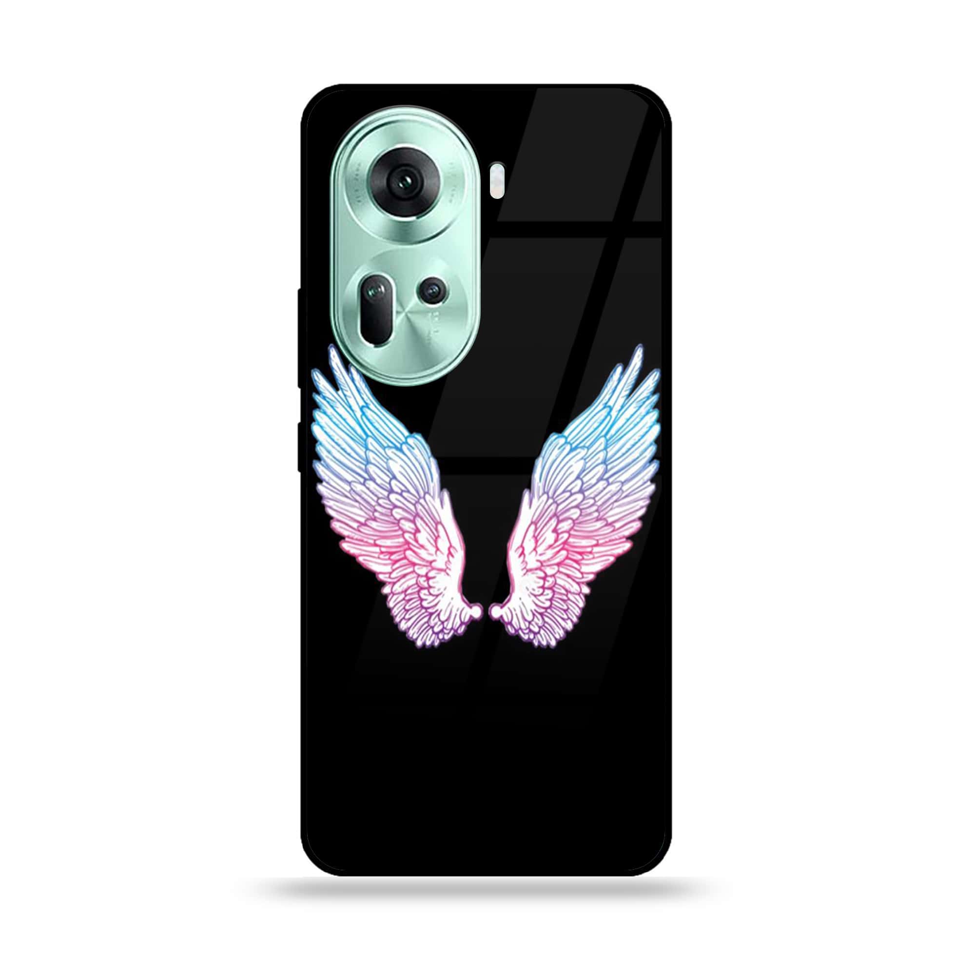 Oppo Reno 11 5G - Angel Wings Series - Premium Printed Glass soft Bumper shock Proof Case