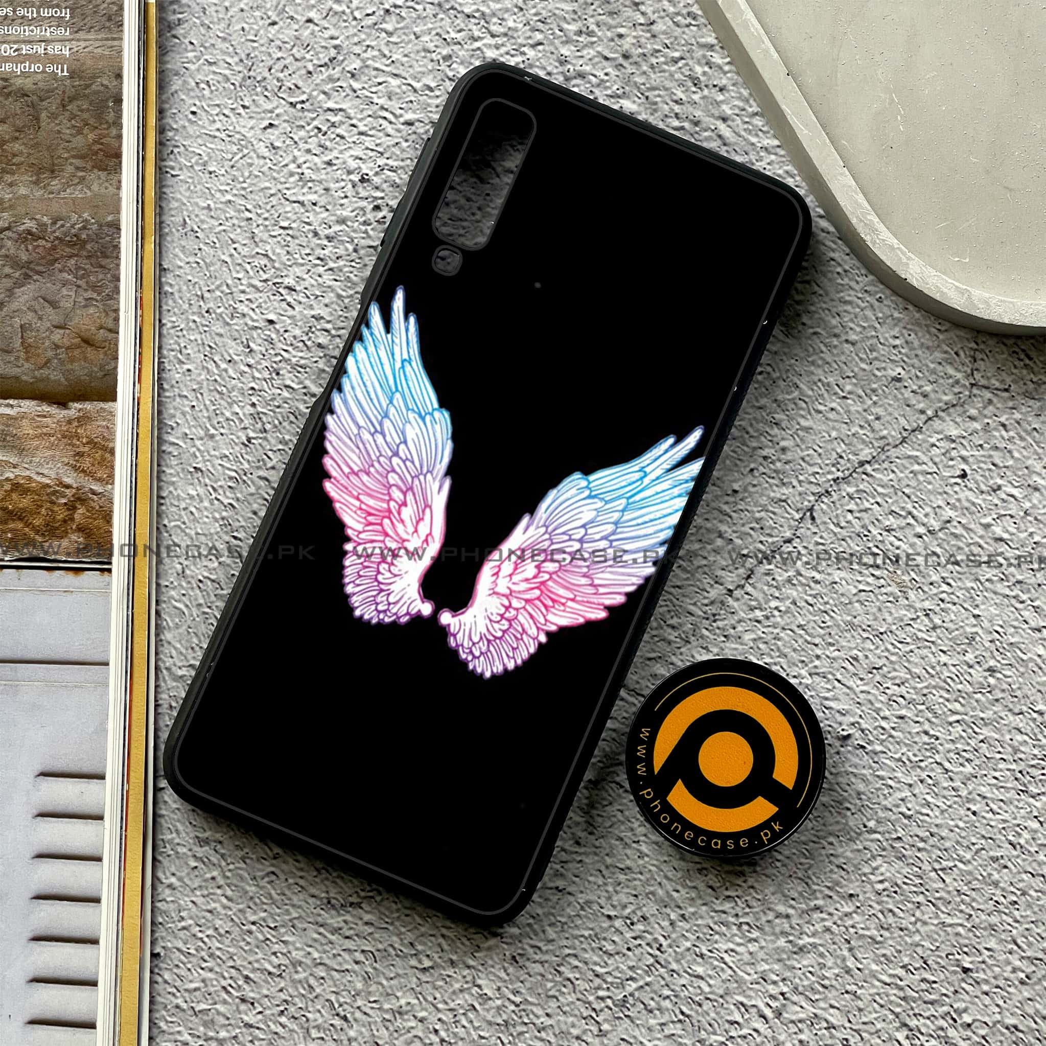 Galaxy A7 2018 - Angel Wings Series - Premium Printed Metal soft Bumper shock Proof Case