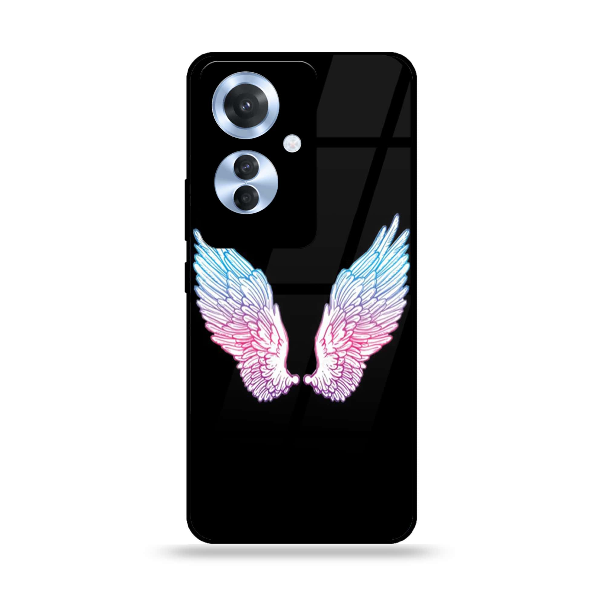 Oppo Reno 11F - Angel Wings Series - Premium Printed Glass soft Bumper shock Proof Case