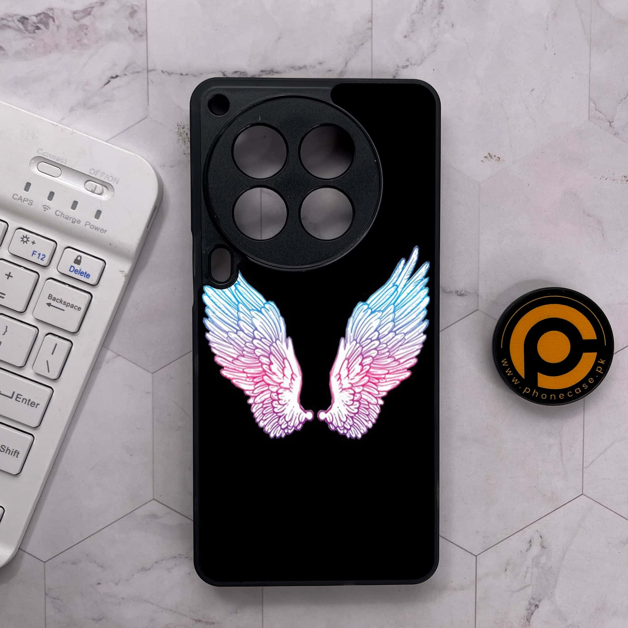 Tecno Camon 30 Premier - Angel Wings Series - Premium Metal Printed soft Bumper shock Proof Case