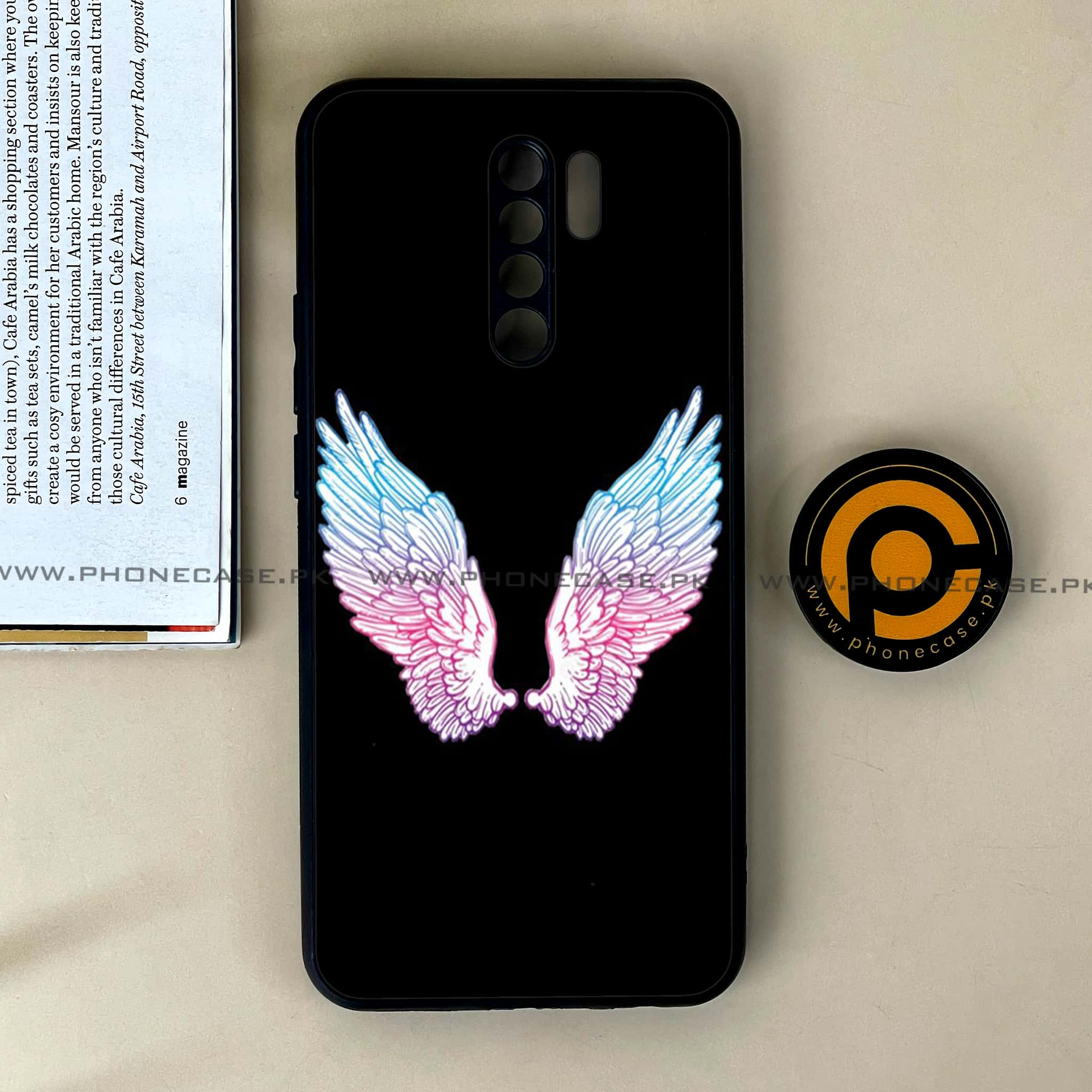 Xiaomi Redmi 9 - Angel Wings Series - Premium Printed Glass soft Bumper shock Proof Case