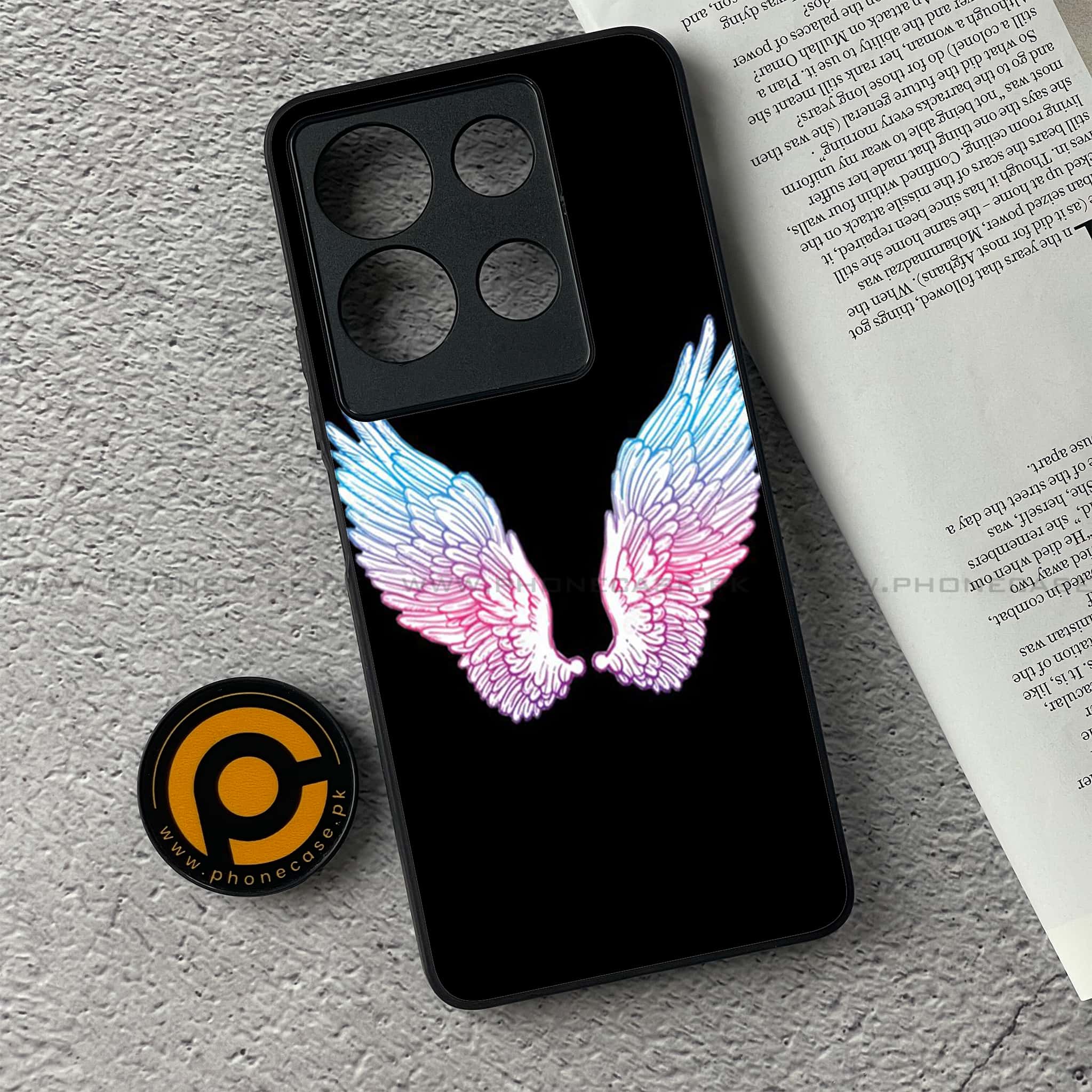 Infinix Note 30 - Angel Wings Series - Premium Printed Glass soft Bumper shock Proof Case