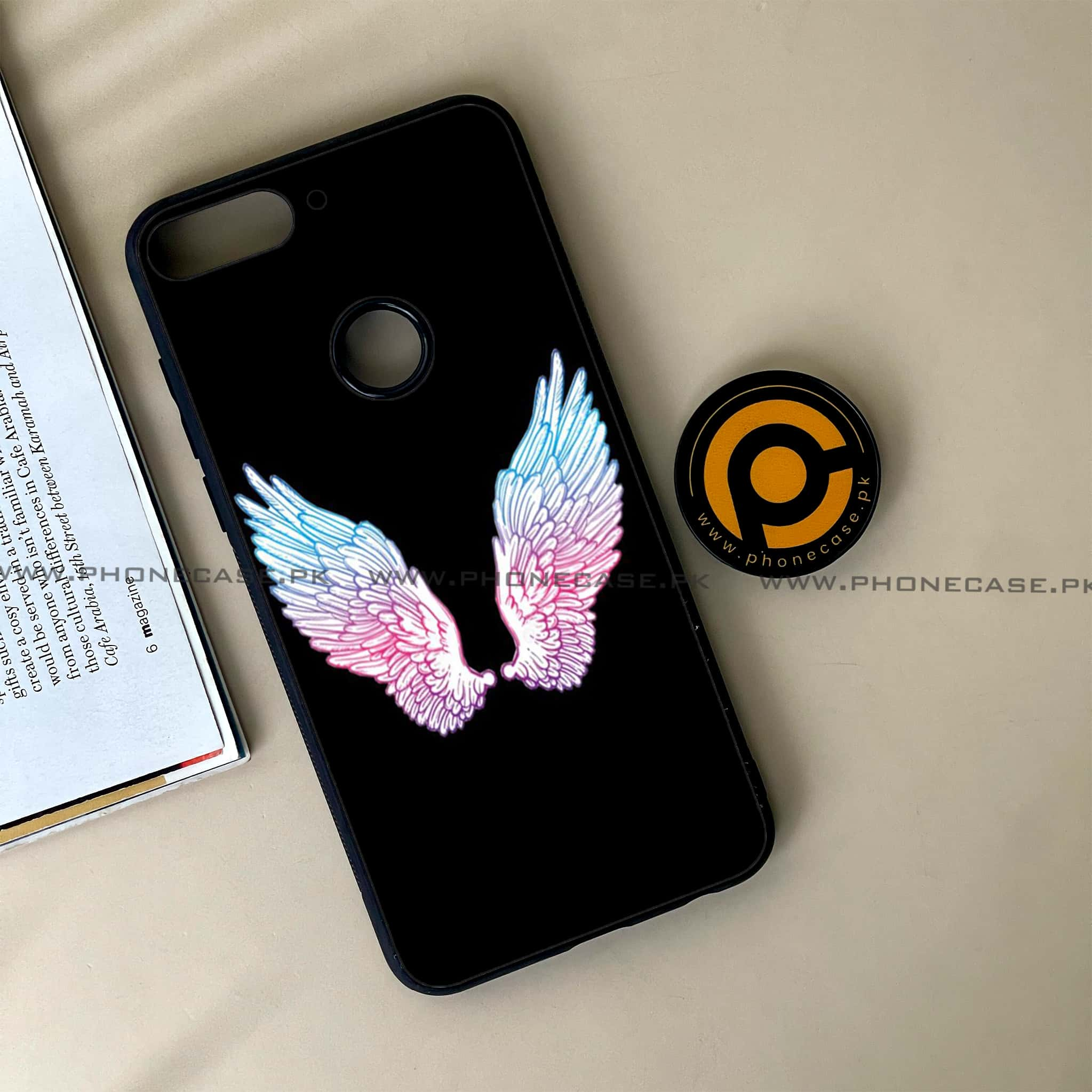 Huawei Y7 Prime (2018) - Angel Wings Series - Premium Printed Glass soft Bumper shock Proof Case