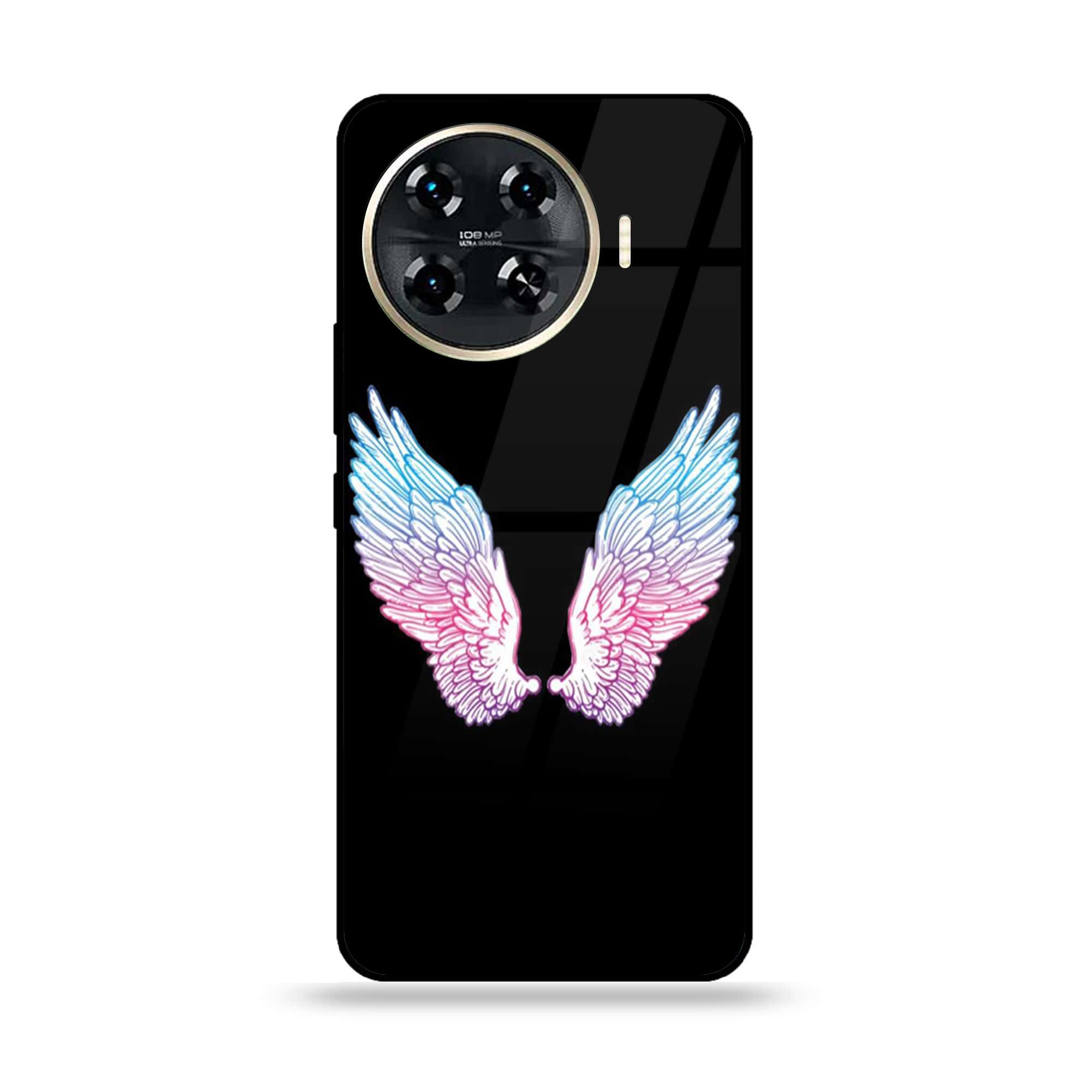 Tecno Spark 20 pro plus - Angel Wings Series - Premium Printed Glass soft Bumper shock Proof Case