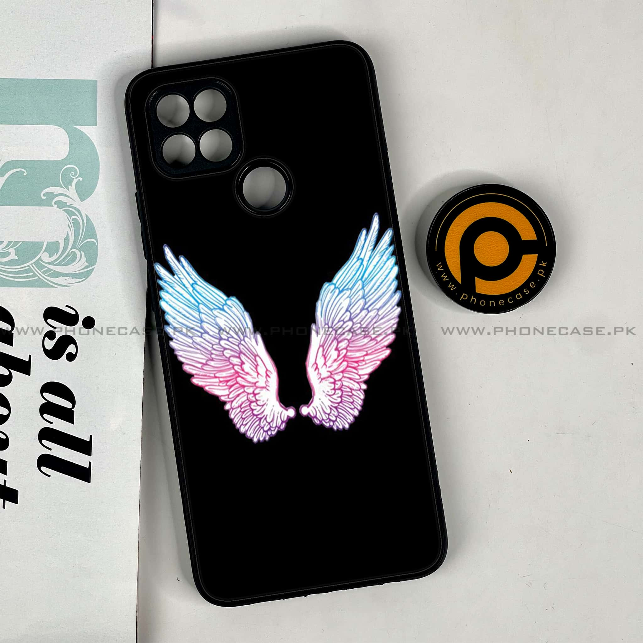 Oppo A15s - Angel Wings Series - Premium Printed Glass soft Bumper shock Proof Case