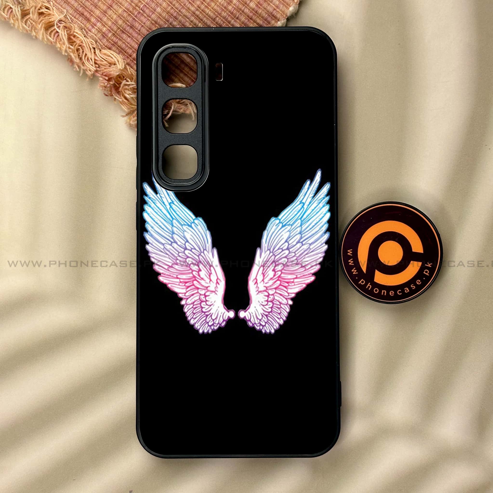 Infinix Hot 60 Pro - Angel Wings Series - Premium Metal Printed soft Bumper shock Proof Case