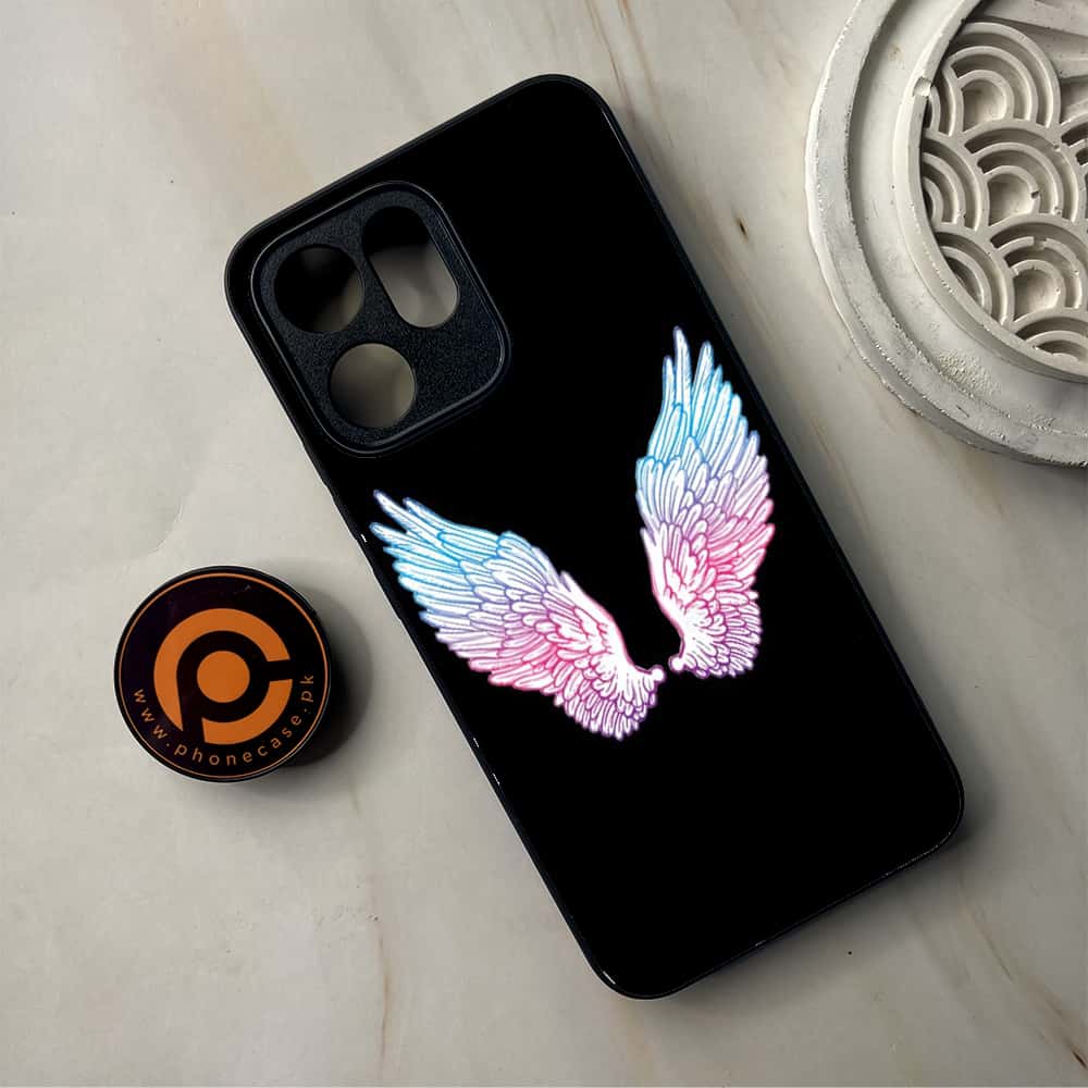 Oppo Reno 14F - Angel Wings Series - Premium Metal Printed Soft Bumper Shockproof Case