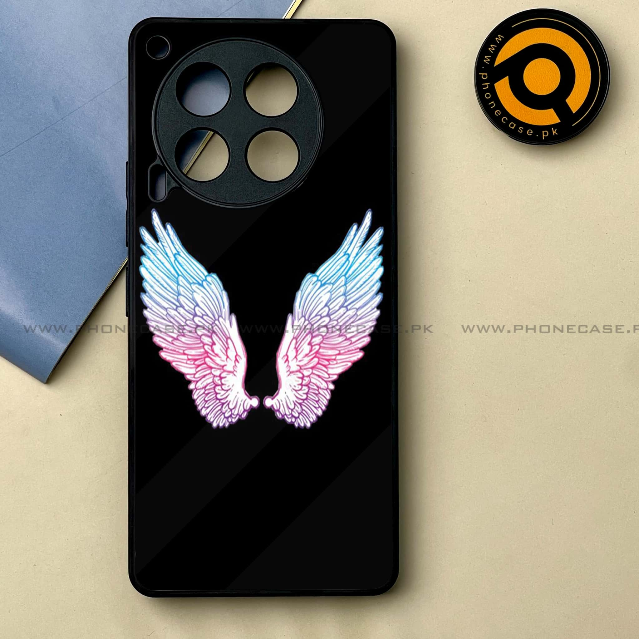 Tecno Camon 30 - Angel Wings Series -  Premium Printed Metal soft Bumper shock Proof Case