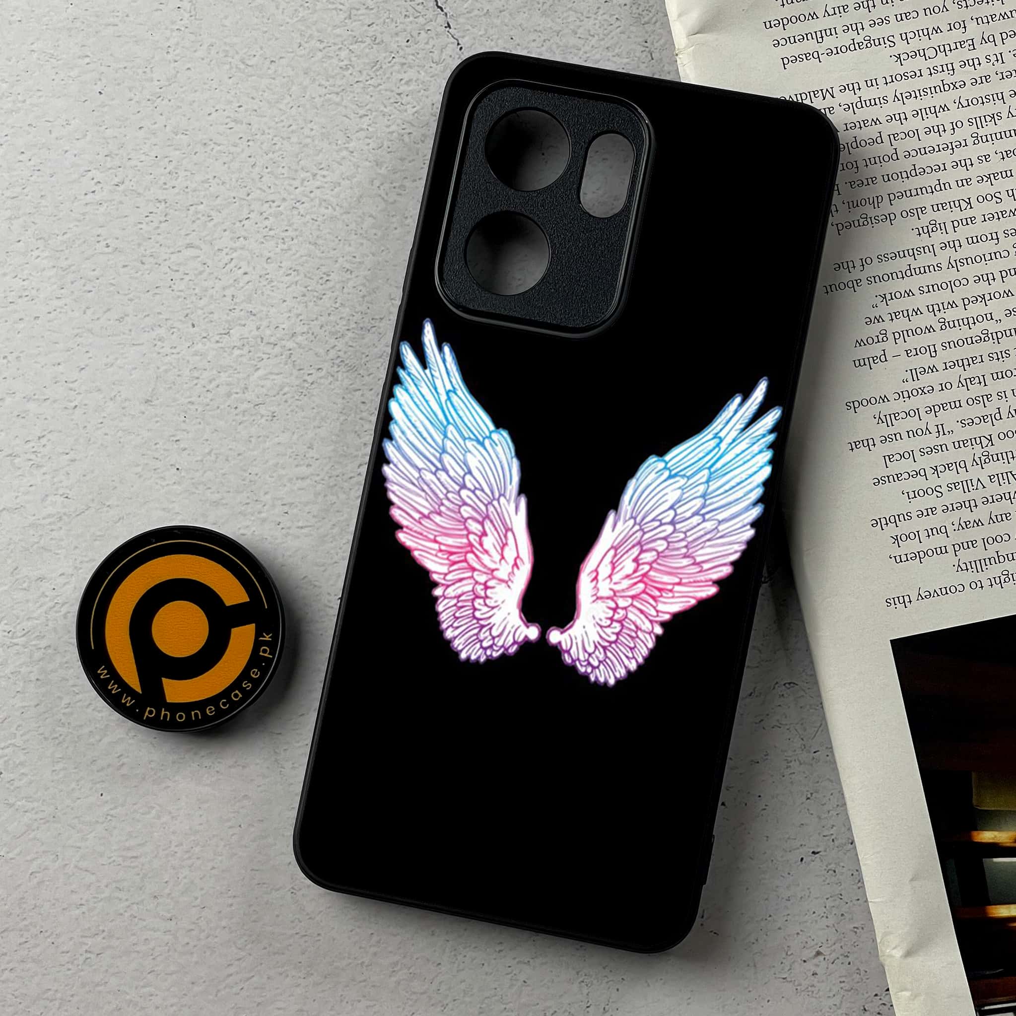 Oppo Reno 13F - Angel Wings Series - Premium Metal Printed Soft Bumper Shockproof Case