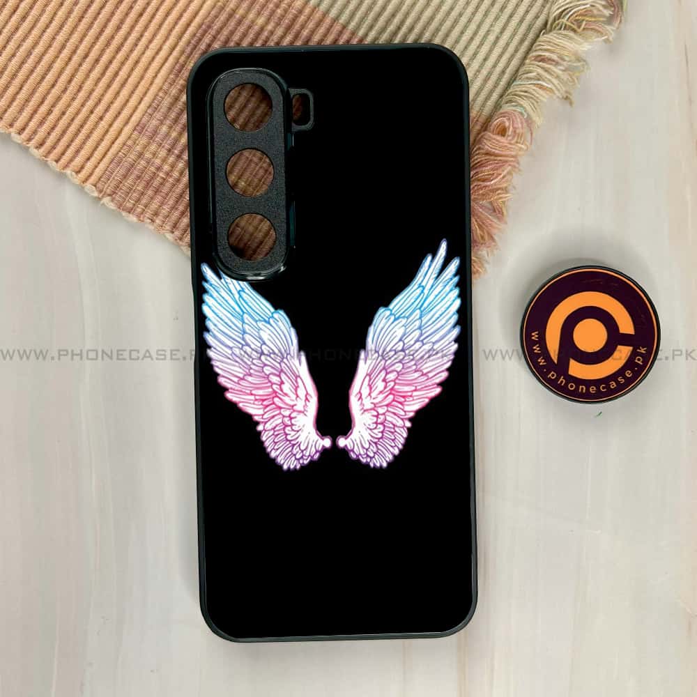 Infinix Hot 60i - Angel Wings Series - Premium Metal Printed soft Bumper shock Proof Case