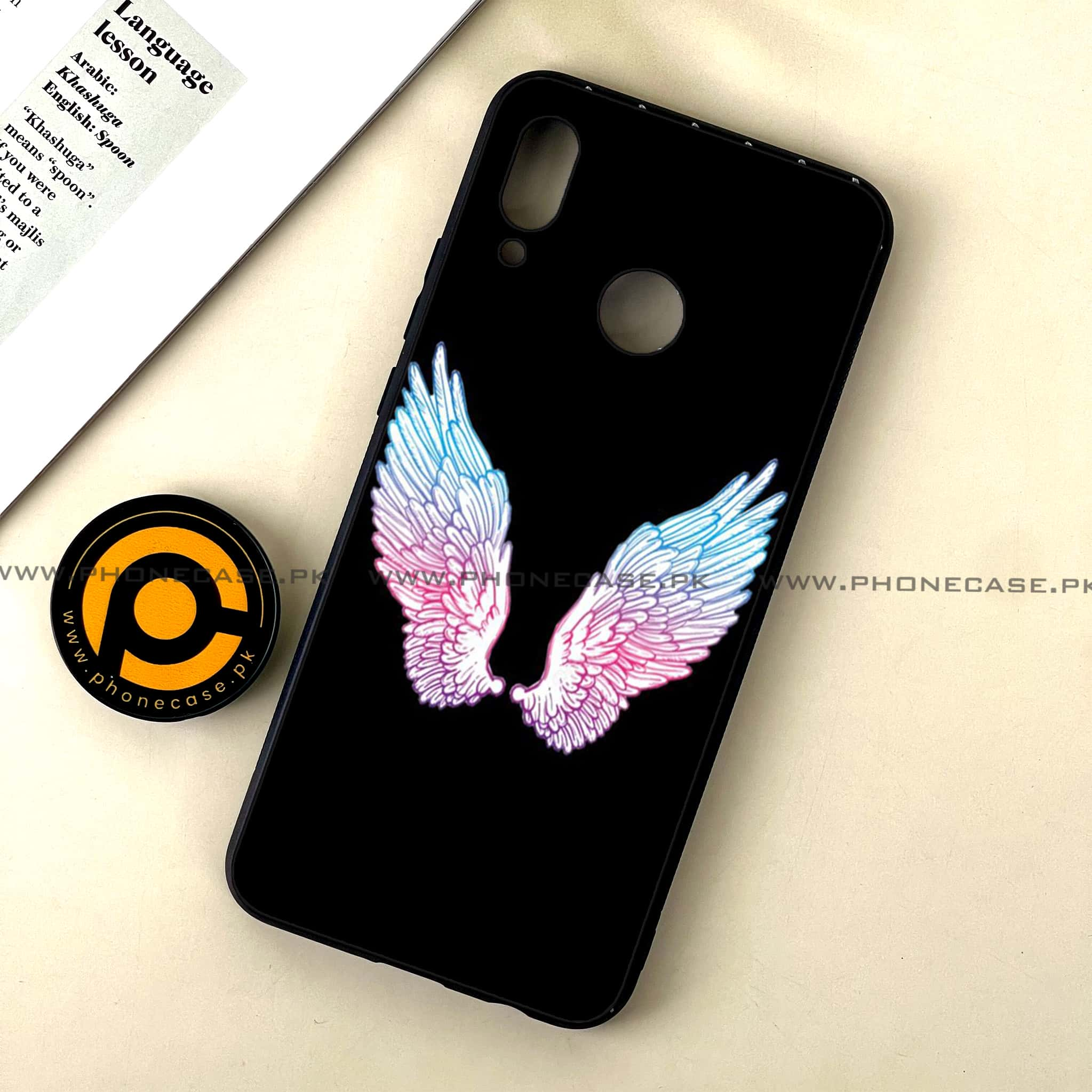 Huawei Nova 3 - Angel Wings Series - Premium Printed Glass soft Bumper shock Proof Case