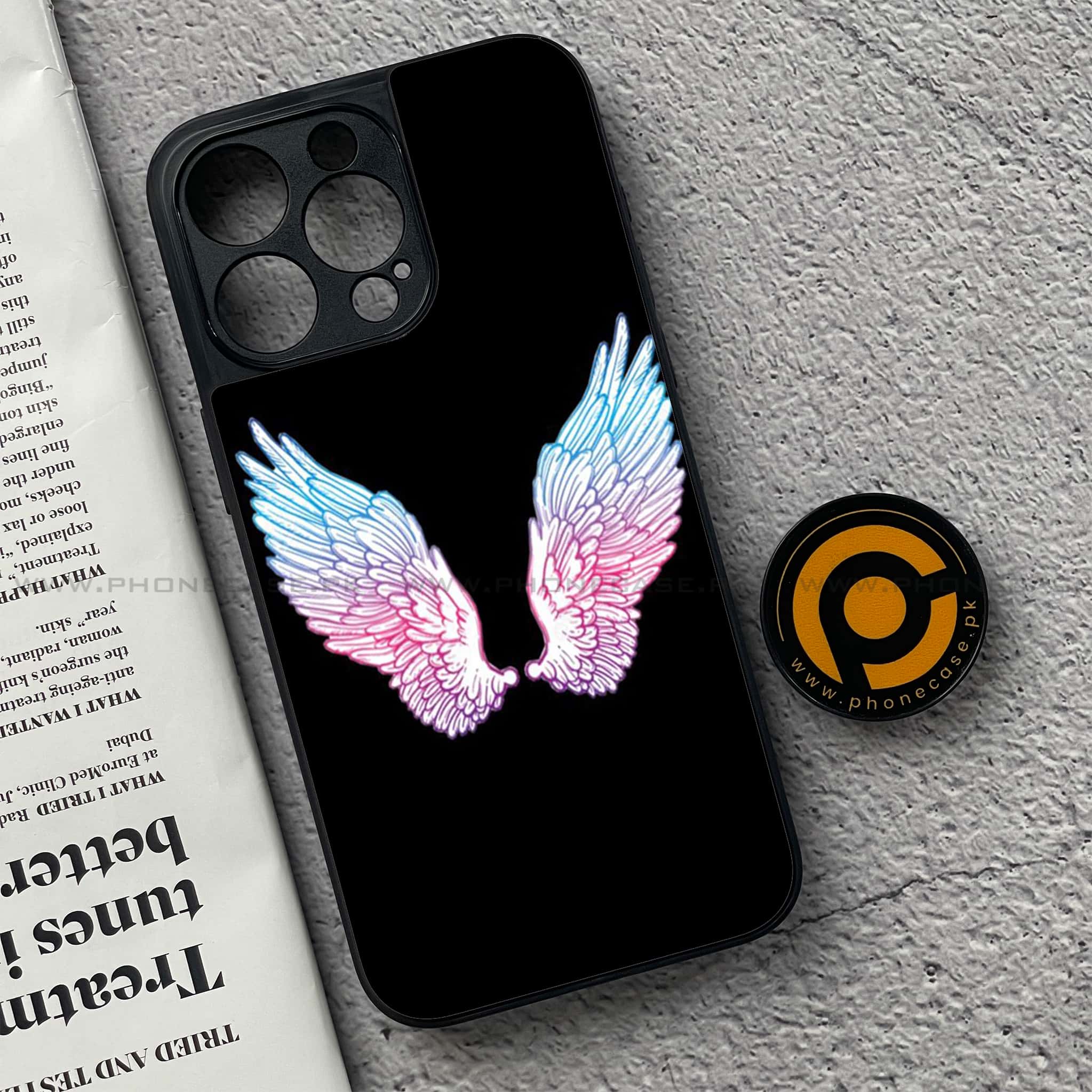 iPhone 15 Pro - Angel Wings Series - Premium Printed Glass soft Bumper shock Proof Case