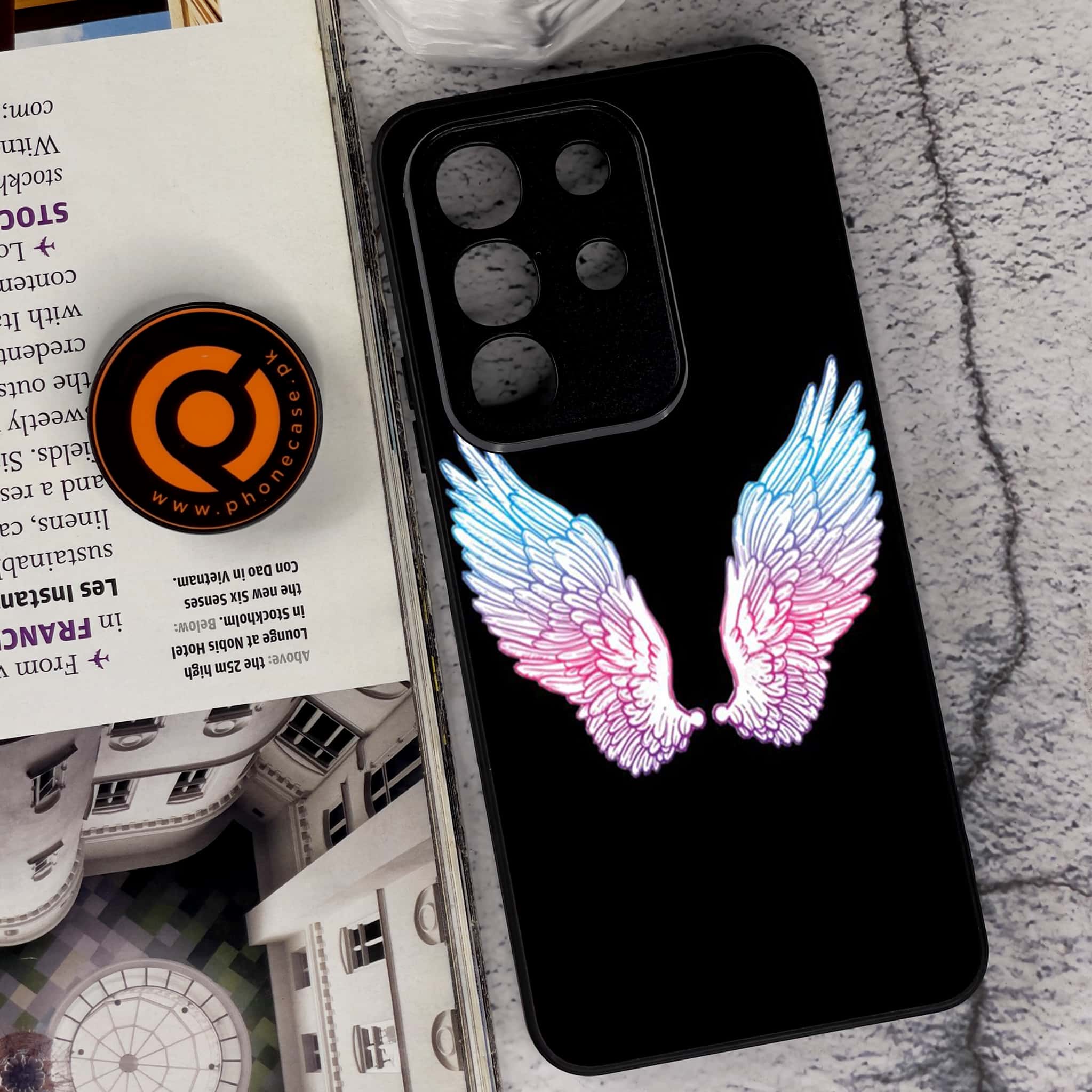 Vivo Y29 4G - Angel Wings Series - Premium Metal Printed soft Bumper Shock Proof Case