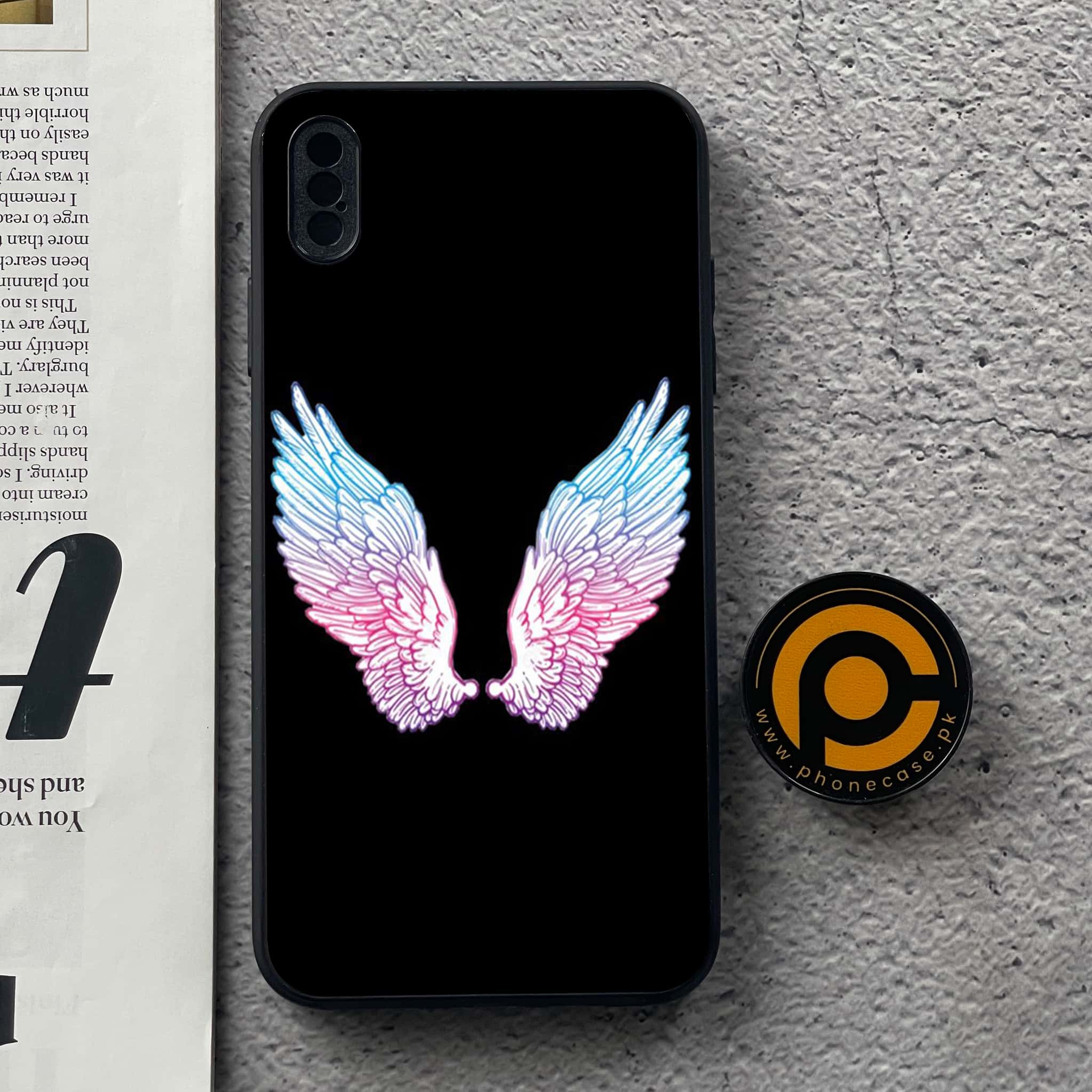 iPhone Xs Max - Angel Wing Series - Premium Metal Printed soft Bumper shock Proof Case