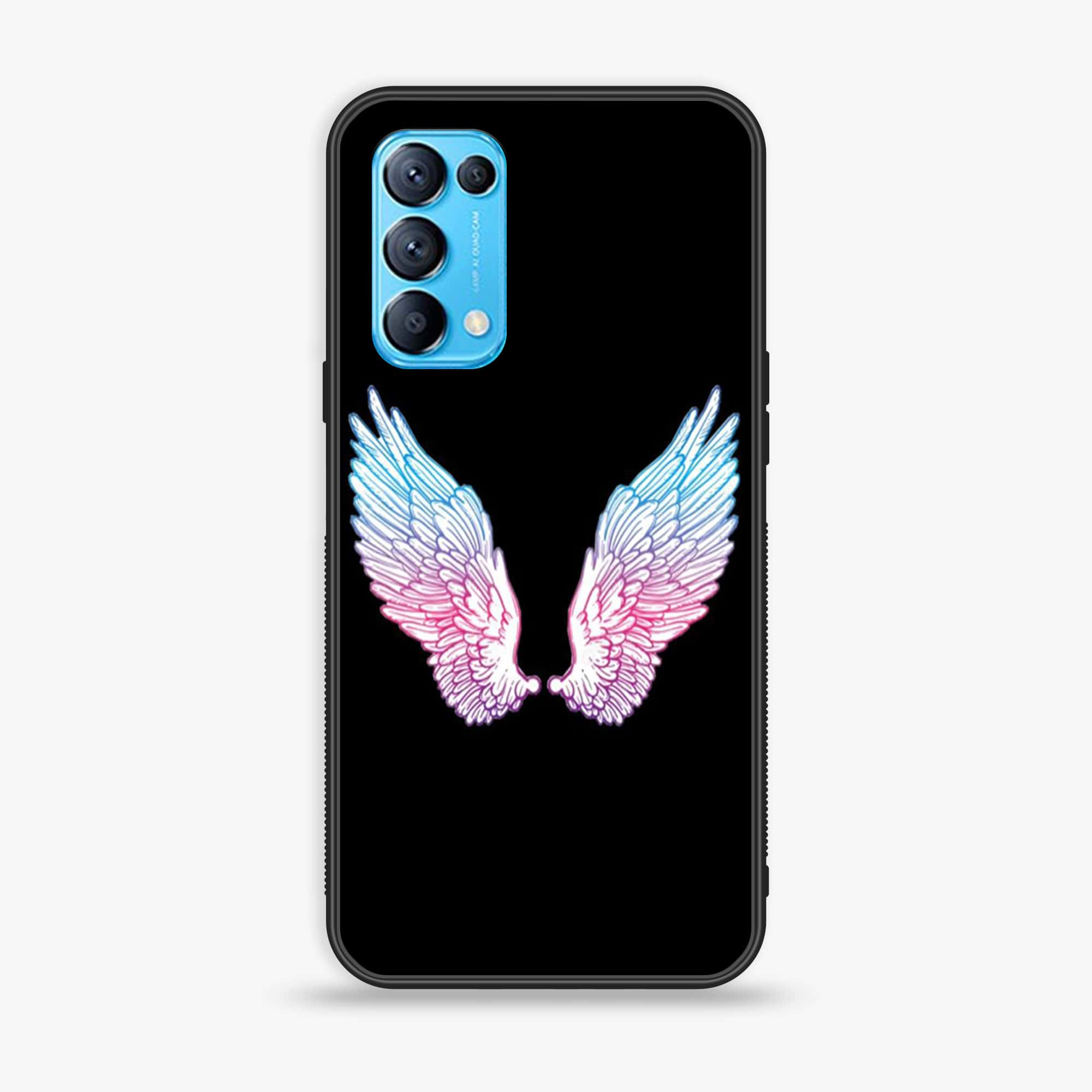 Oppo Reno 5 Angel Wing Series Premium Printed Glass soft Bumper shock Proof Case