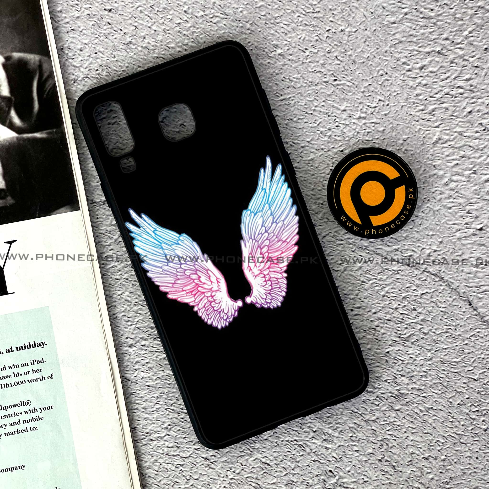 Samsung Galaxy A8 Star(A9 Star) - Angel Wings Series - Premium Printed Glass soft Bumper shock Proof Case