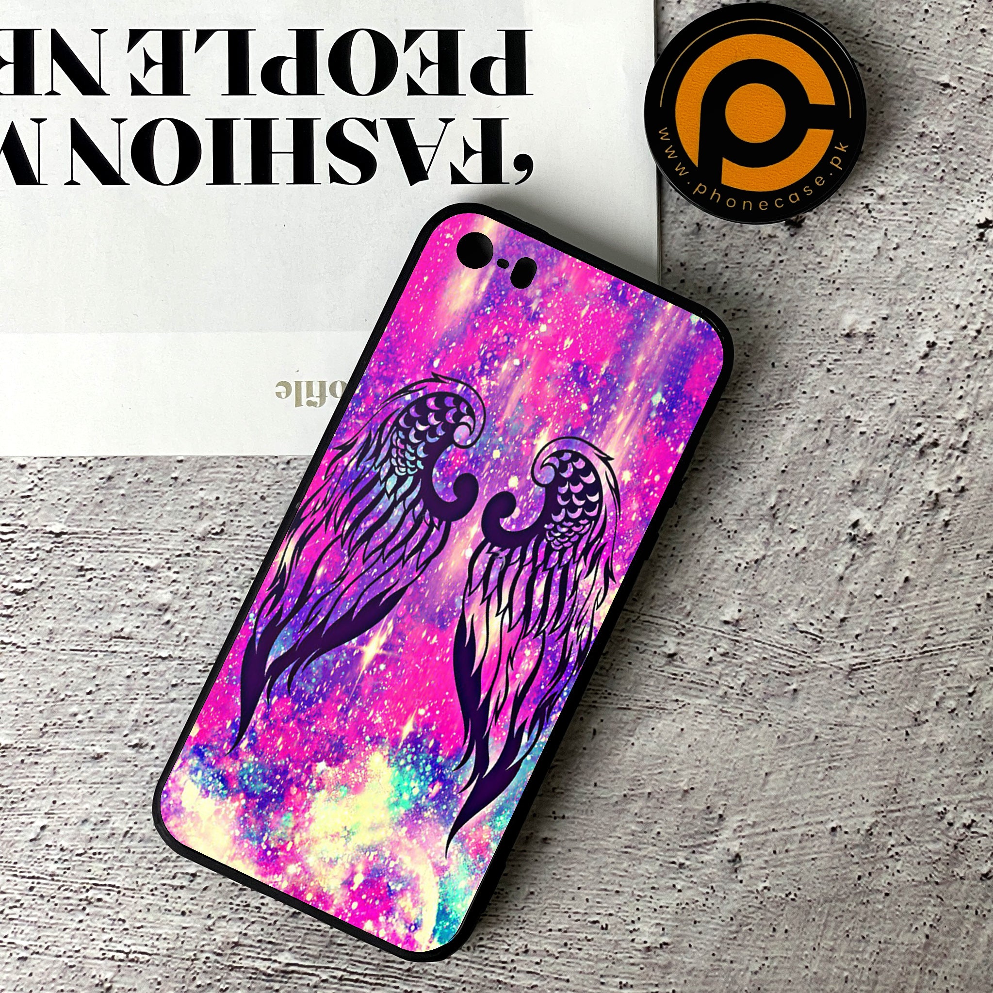 iPhone 5/5c/5s - Angel Wings Series - Premium Printed Glass soft Bumper shock Proof Case