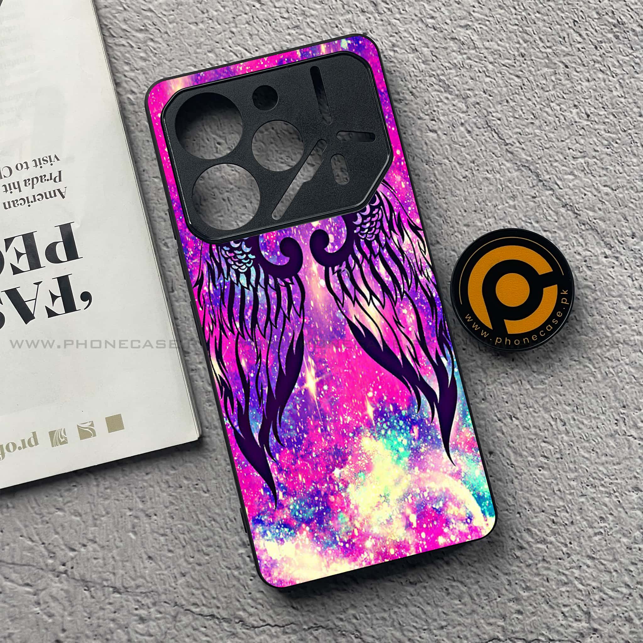 Tecno Pova 6 - Angel Wings Series - Premium Printed Glass soft Bumper shock Proof Case