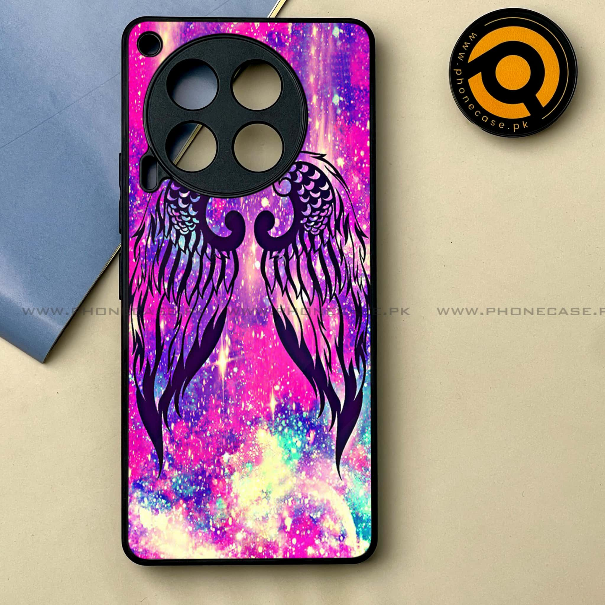 Tecno Camon 30 - Angel Wings Series -  Premium Printed Metal soft Bumper shock Proof Case