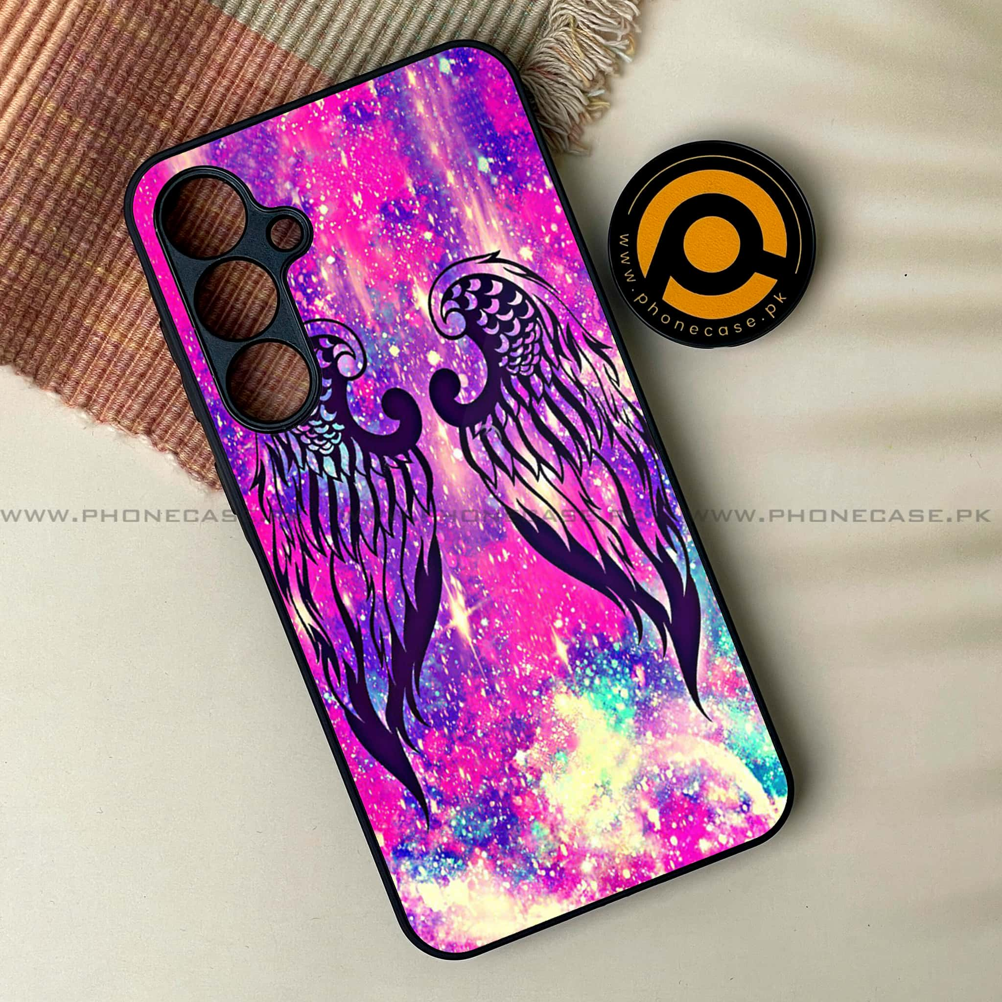 Samsung Galaxy A16 - Angel Wings Series - Premium Printed Glass soft Bumper shock Proof Case