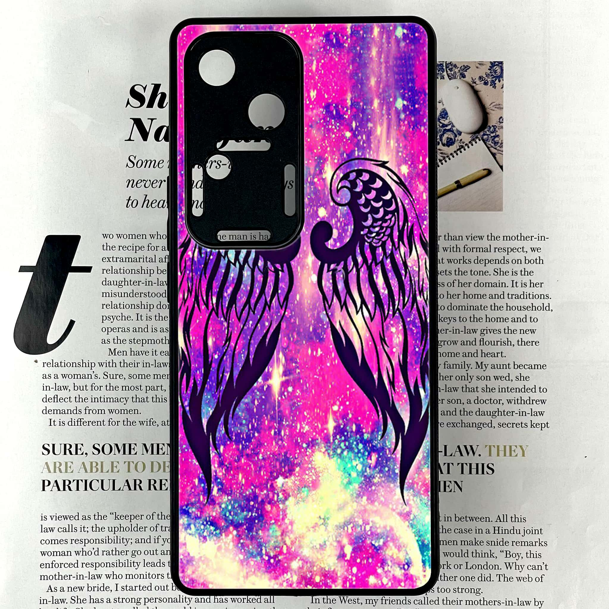 Vivo V30 - Angel Wings Series - Premium Printed Glass soft Bumper shock Proof Case