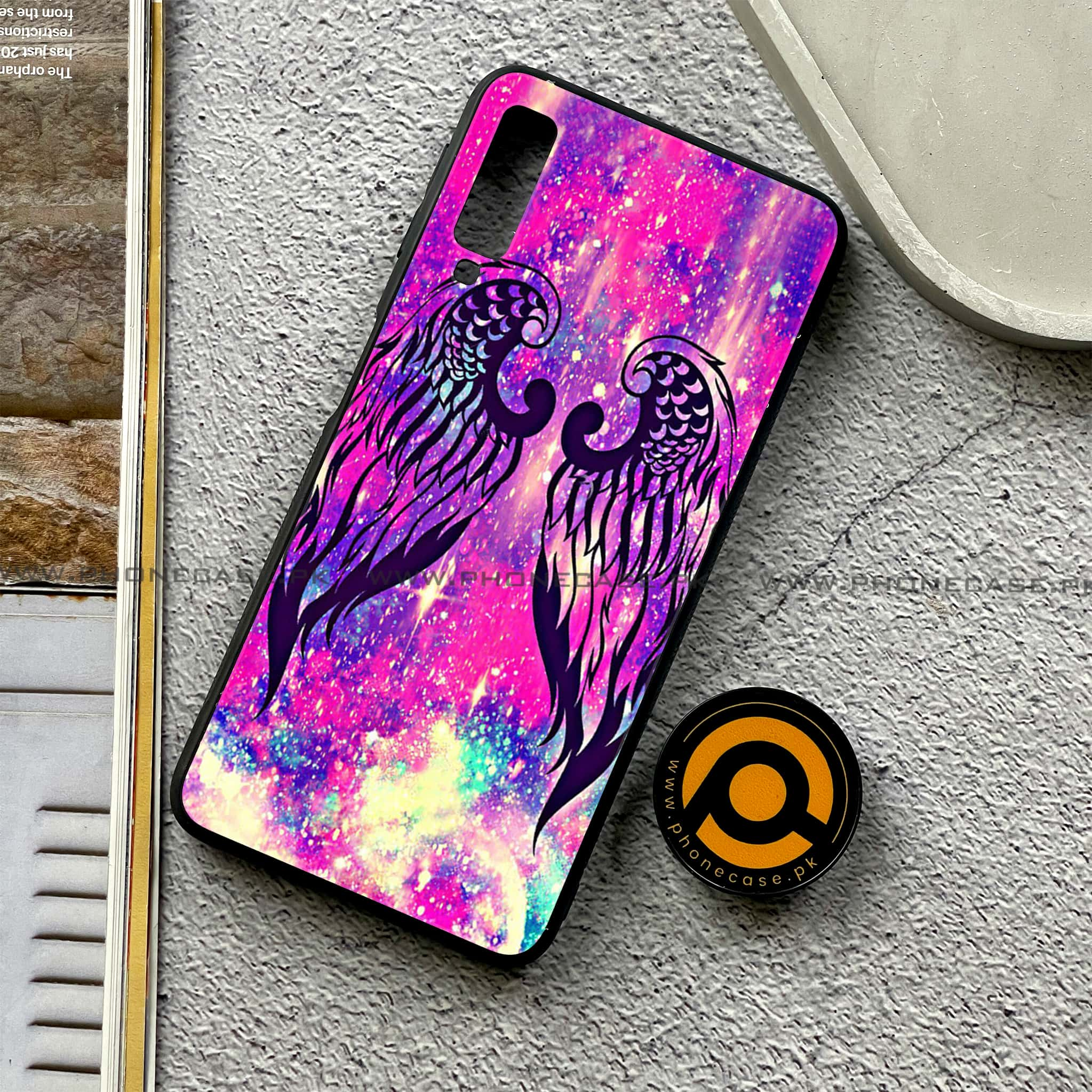 Galaxy A7 2018 - Angel Wings Series - Premium Printed Metal soft Bumper shock Proof Case