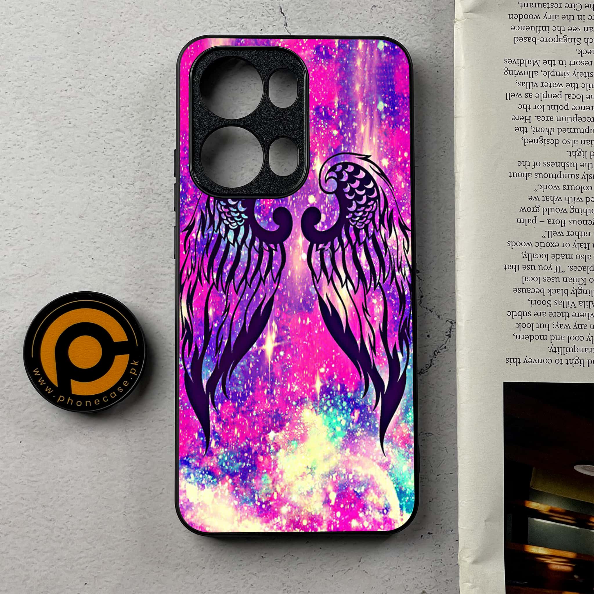 Oppo Reno 13 Pro - Angel Wings Series - Premium Metal Printed Soft Bumper Shockproof Case