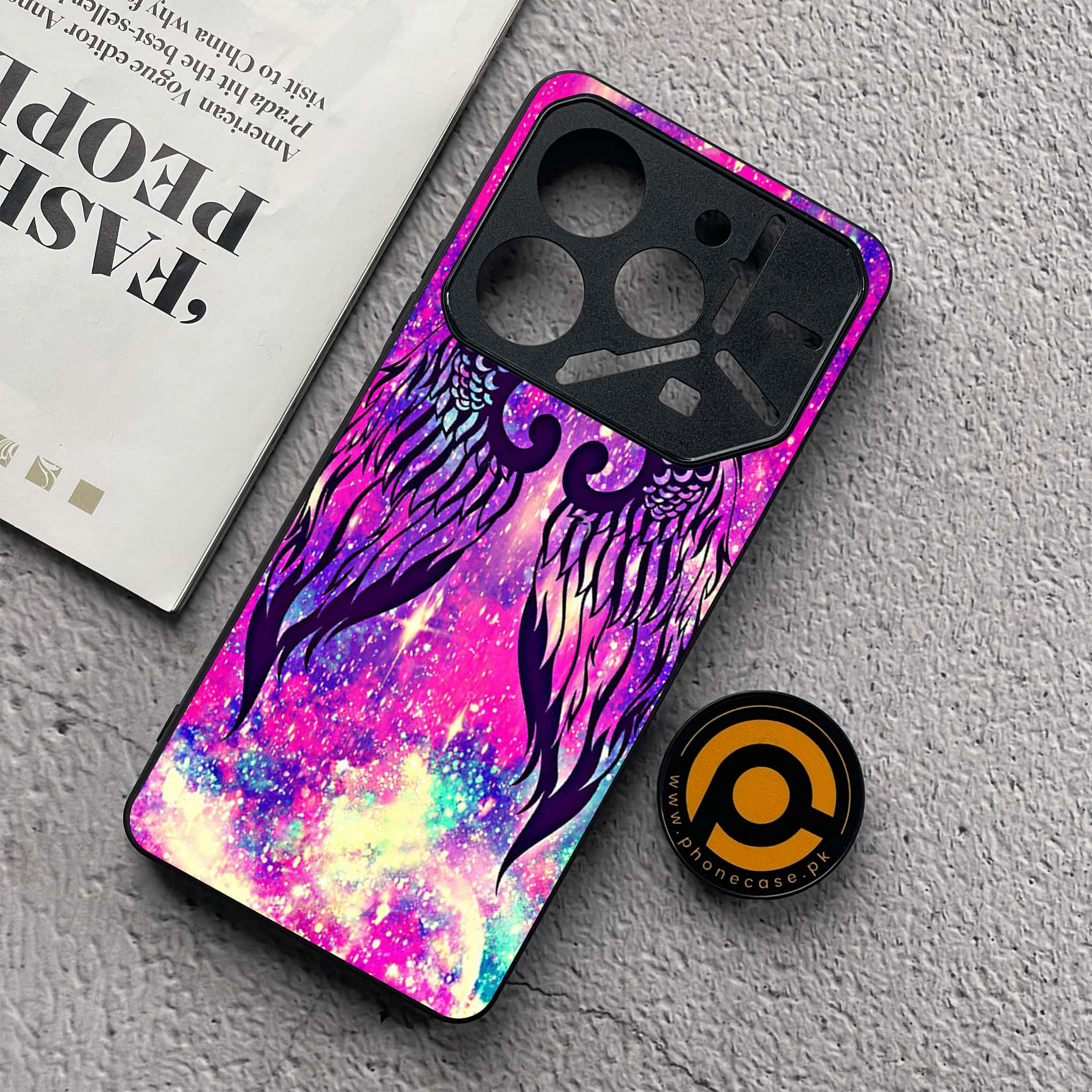 Tecno Pova 6 Neo - Angel Wings Series - Premium Metal  Printed soft Bumper shock Proof Case