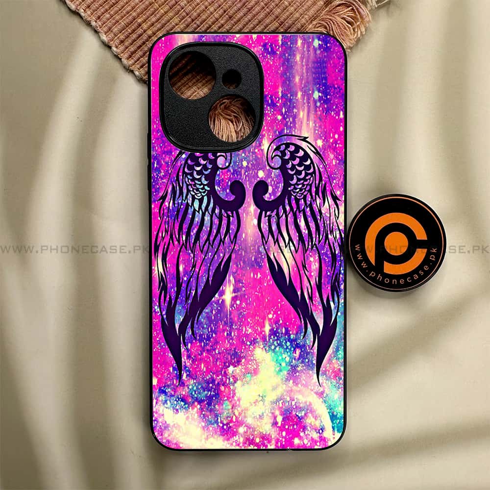 Tecno Spark 40C - Angel Wings Series - Premium Metal Printed soft Bumper shock Proof Case
