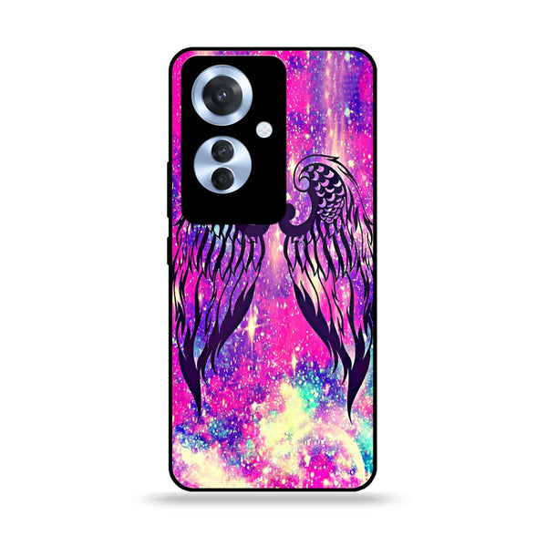 Oppo Reno 11F - Angel Wings Design 9- Premium Printed Glass soft Bumper shock Proof Case CS-48978