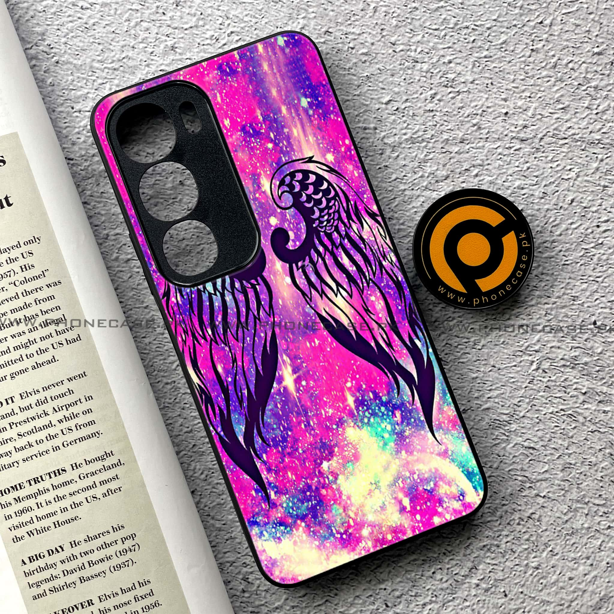 Vivo Y19s - Angel Wings Series - Premium Printed Glass soft Bumper shock Proof Case