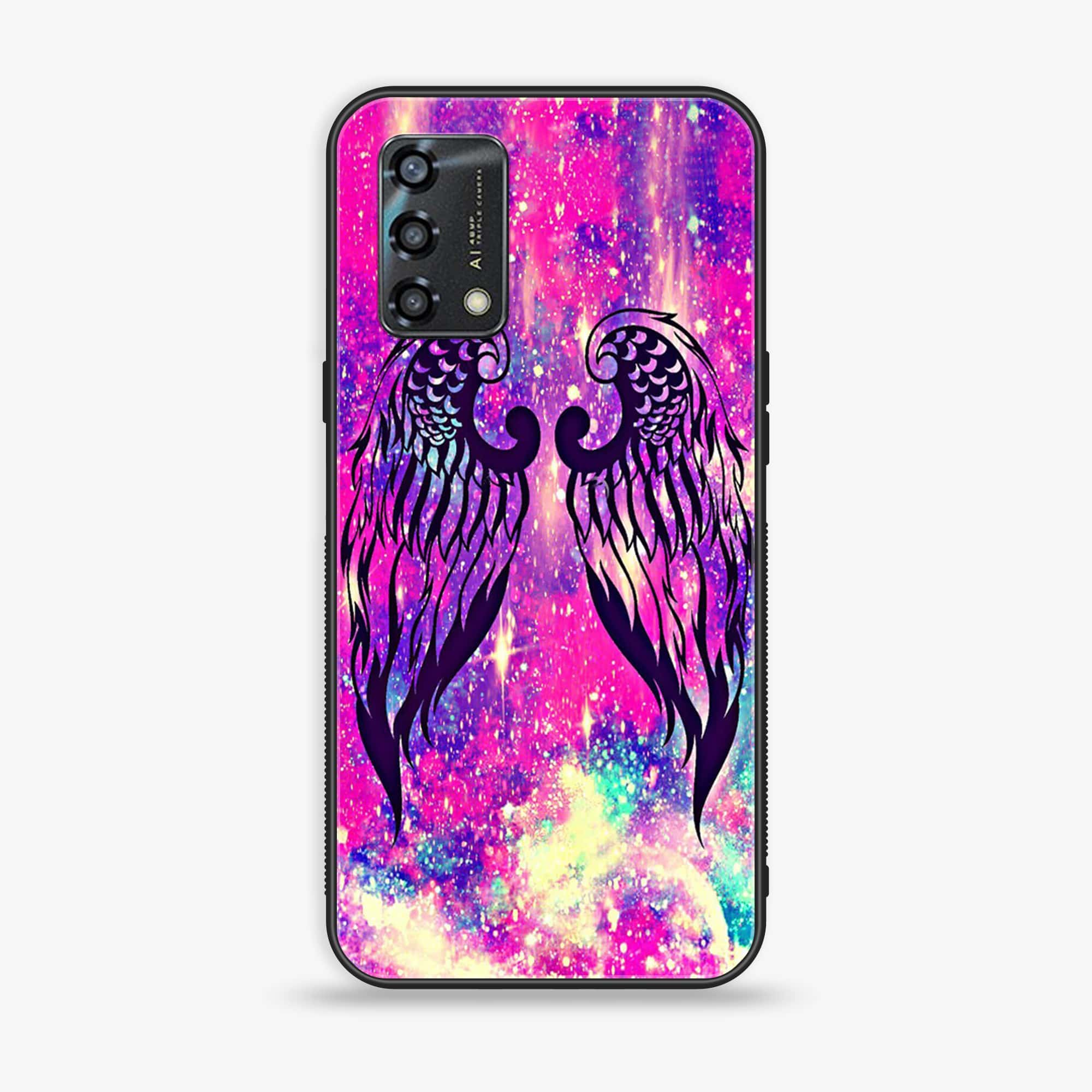 Oppo A95 - Angel Wings Series - Premium Printed Glass soft Bumper shock Proof Case