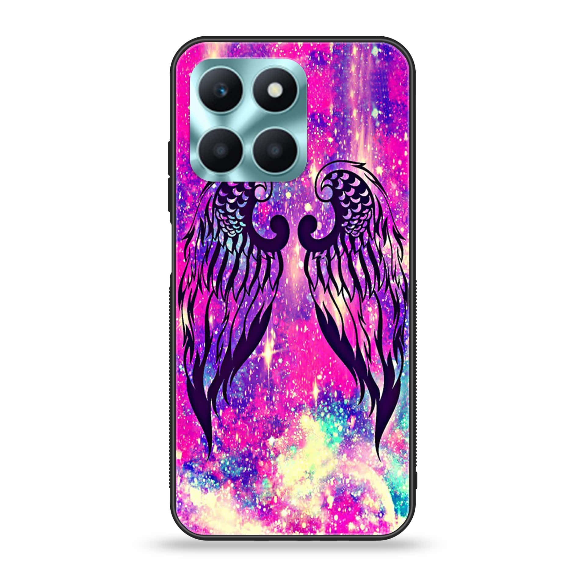 Honor X6a - Angel Wings Series - Premium Printed Glass soft Bumper shock Proof Case