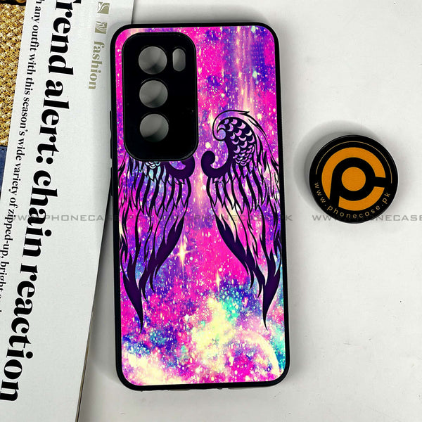 Oppo Reno 12 5G - Angel Wings Design 9 - Premium Printed Glass soft Bumper shock Proof Case  CS-25451