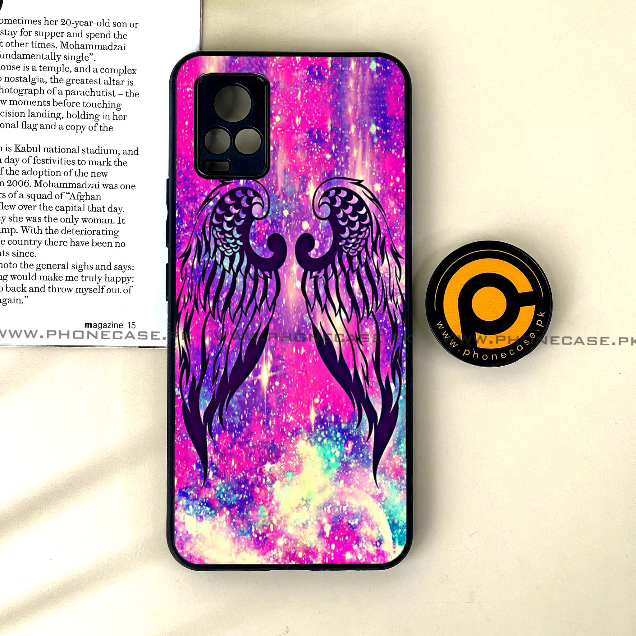 Vivo V20 - Angel wing Series - Premium Printed Glass soft Bumper shock Proof Case