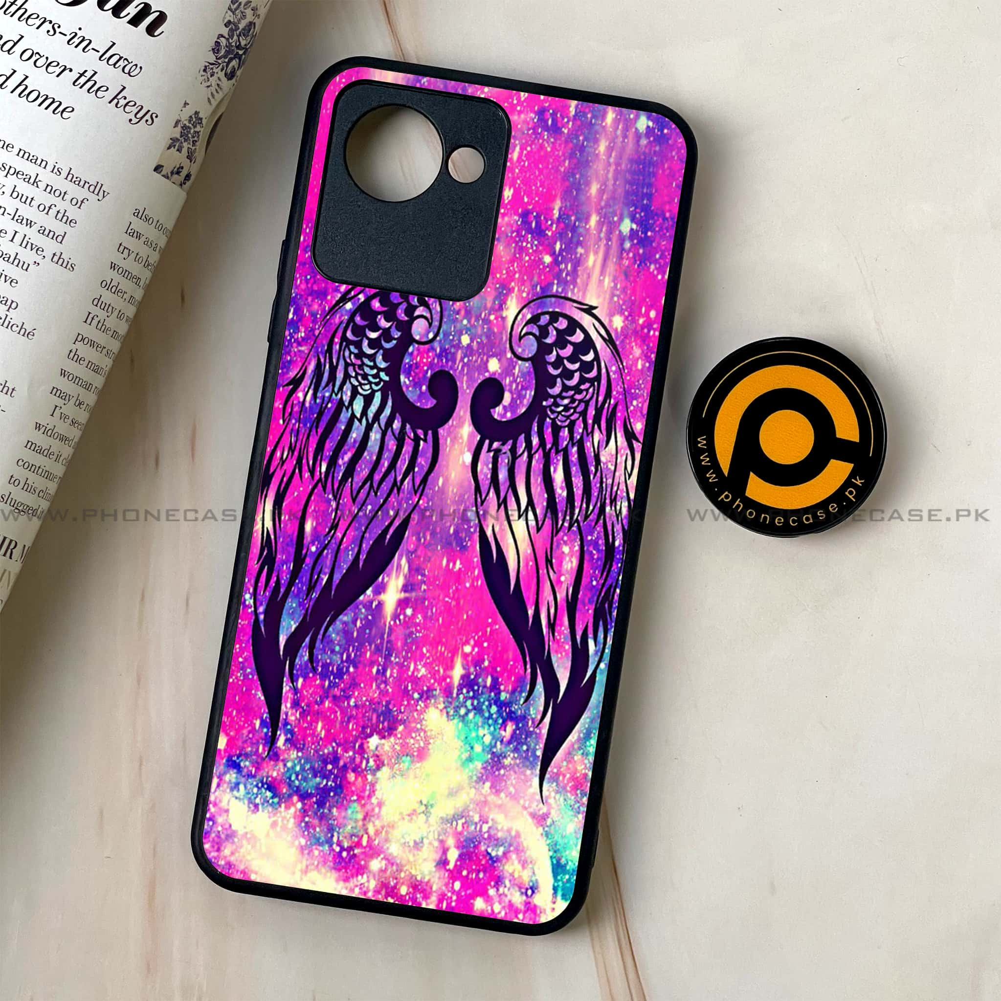 Realme C30 - Angel Wings Series - Premium Printed Glass soft Bumper shock Proof Case