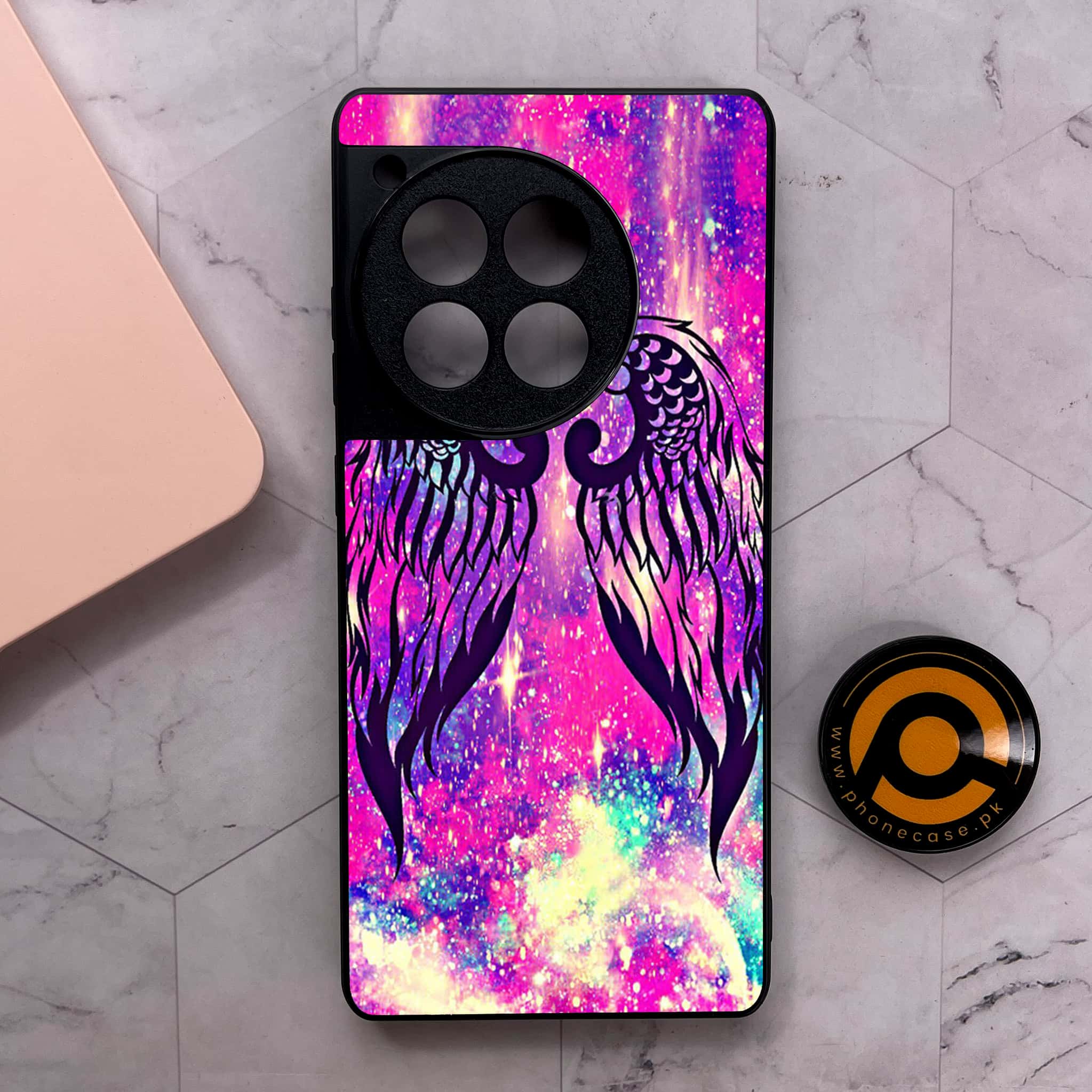 OnePlus 12R - Angel Wings Series - Premium Metal Printed soft Bumper shock Proof Case