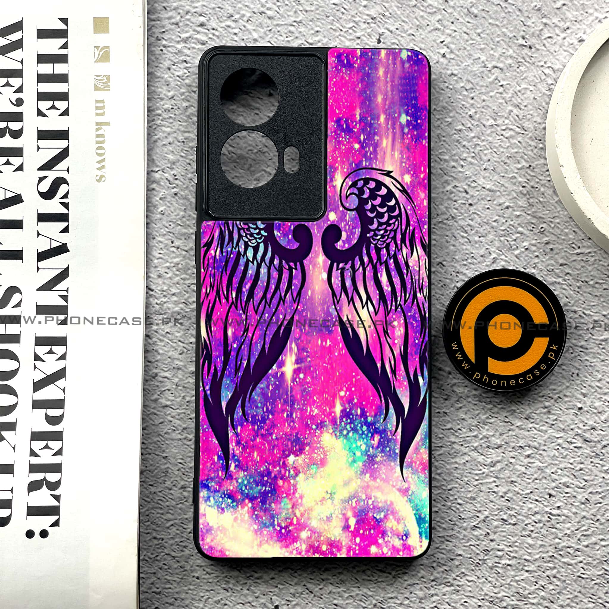 Moto G85 - Angel Wings Series - Premium Printed Glass soft Bumper shock Proof Case