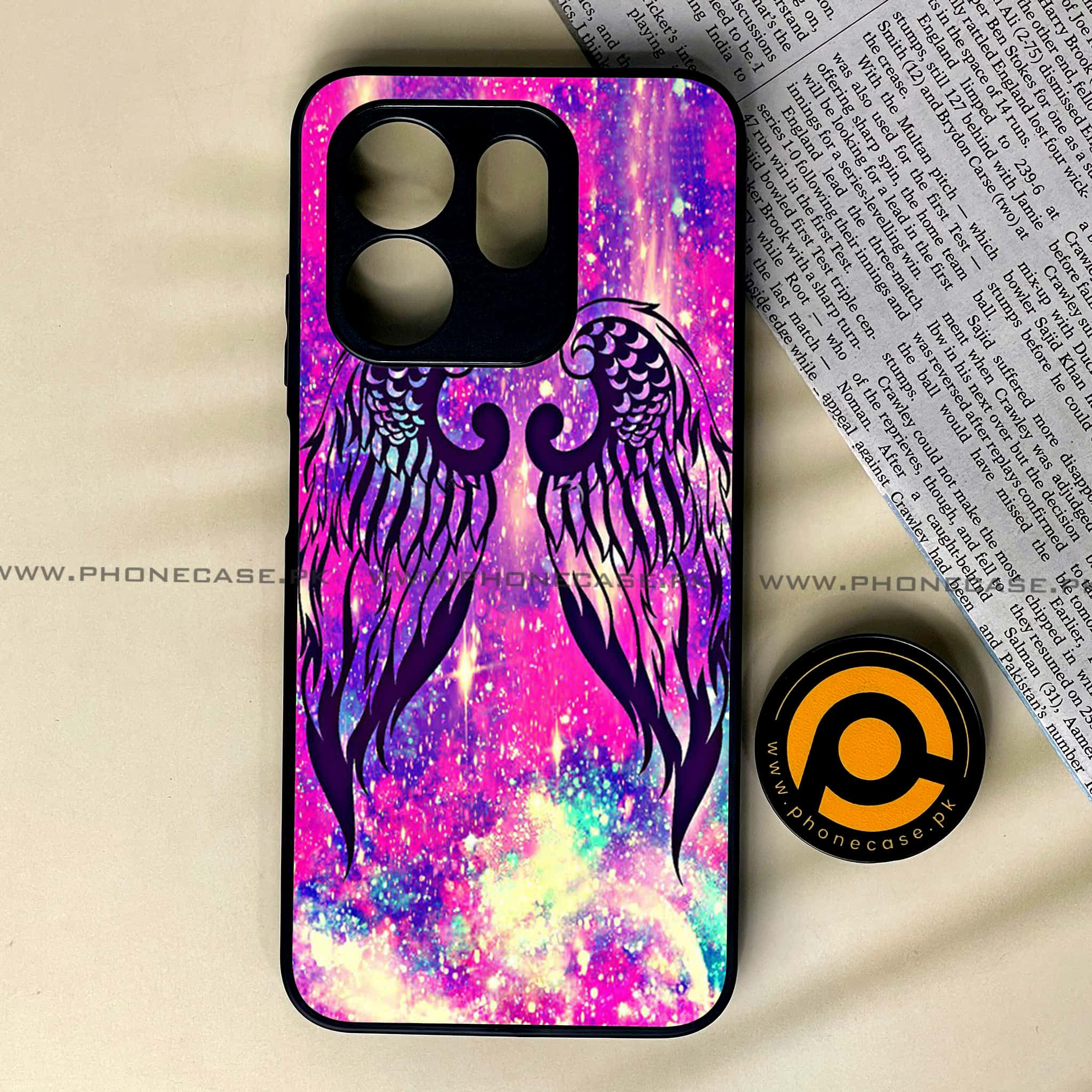 Infinix Hot 50i - Angel Wings Series - Premium Printed Glass soft Bumper shock Proof Case