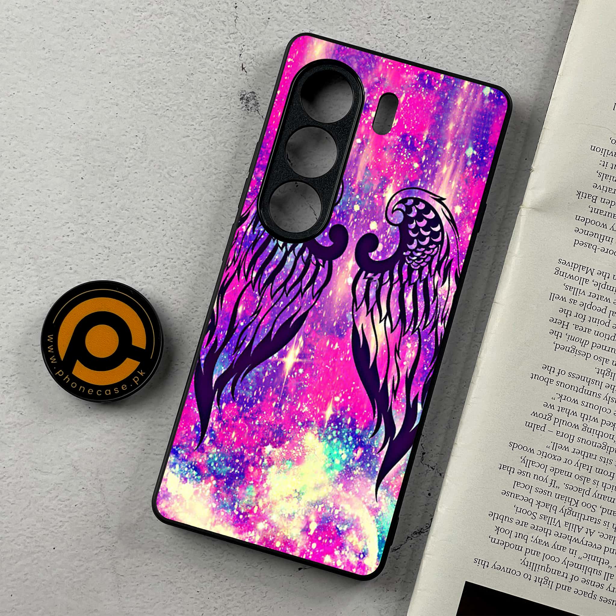 Tecno Camon 40 - Angel Wings Series - Premium Metal Printed Soft Bumper Shockproof Case