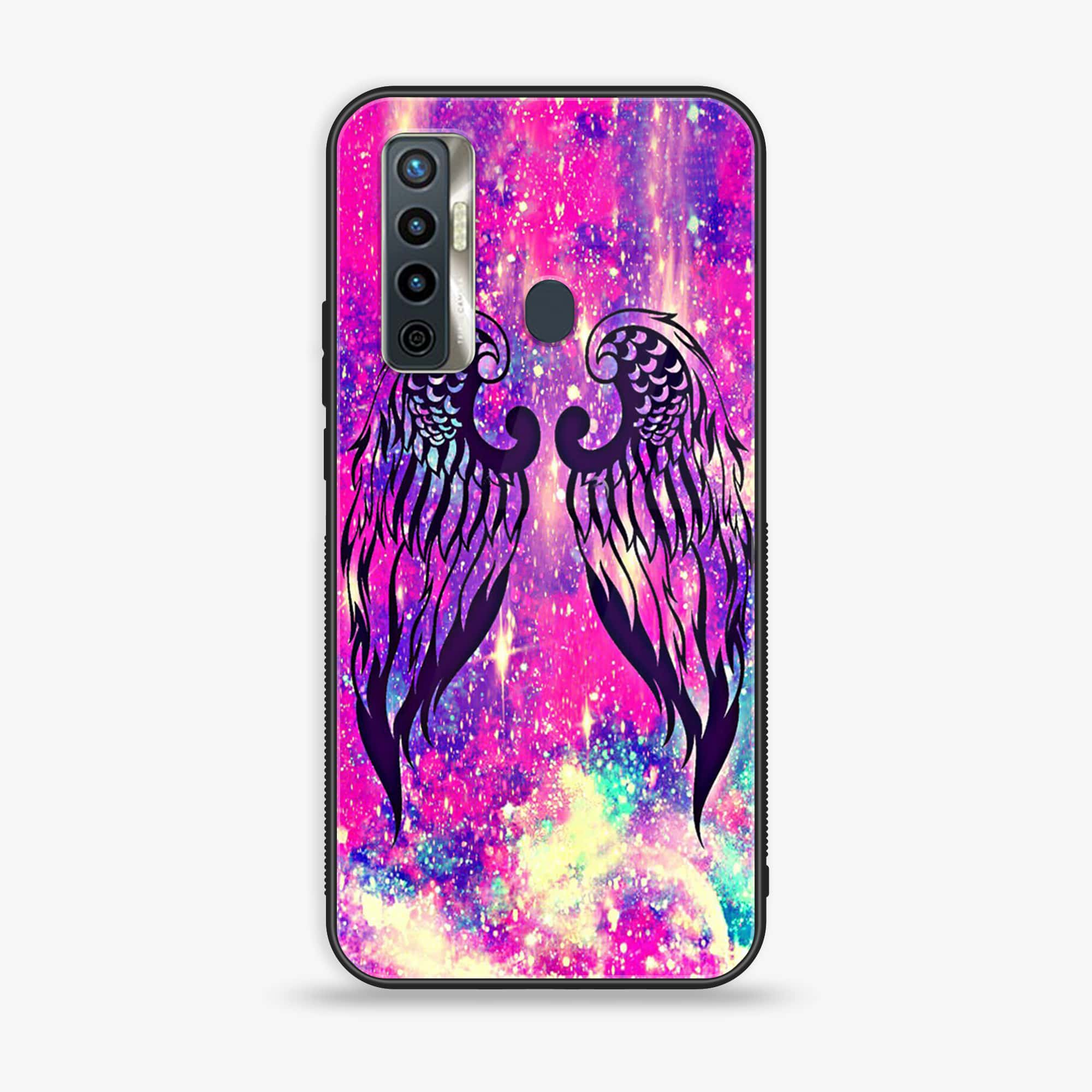 Tecno Camon 17 - Angel Wings Series - Premium Printed Glass soft Bumper shock Proof Case