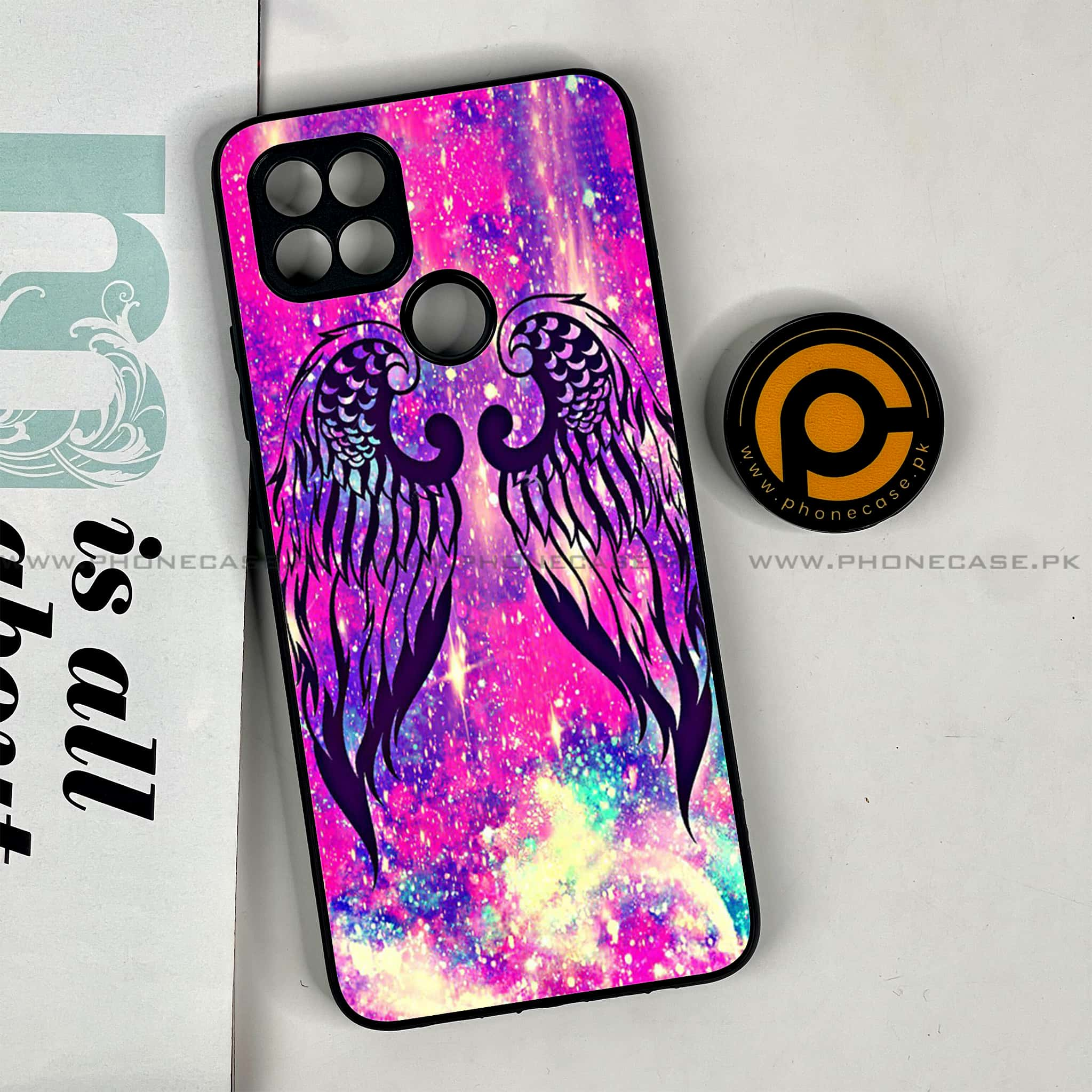 Oppo A15s - Angel Wings Series - Premium Printed Glass soft Bumper shock Proof Case